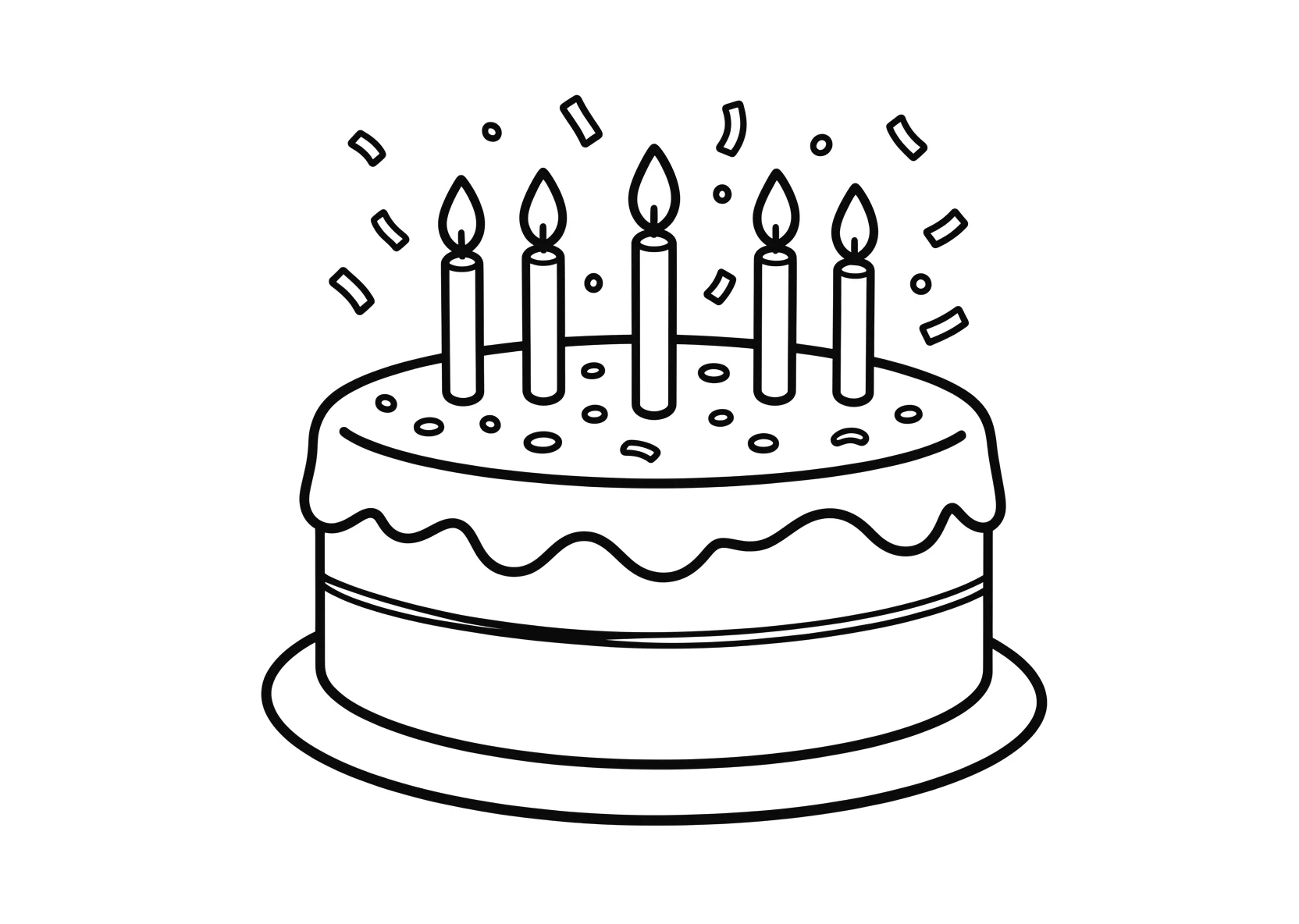 Ausmalbild Großer Geburtstagskuchen mit Kerzen - Ausmalbild aus der Kategorie Feiertage - kostenlos ausdrucken