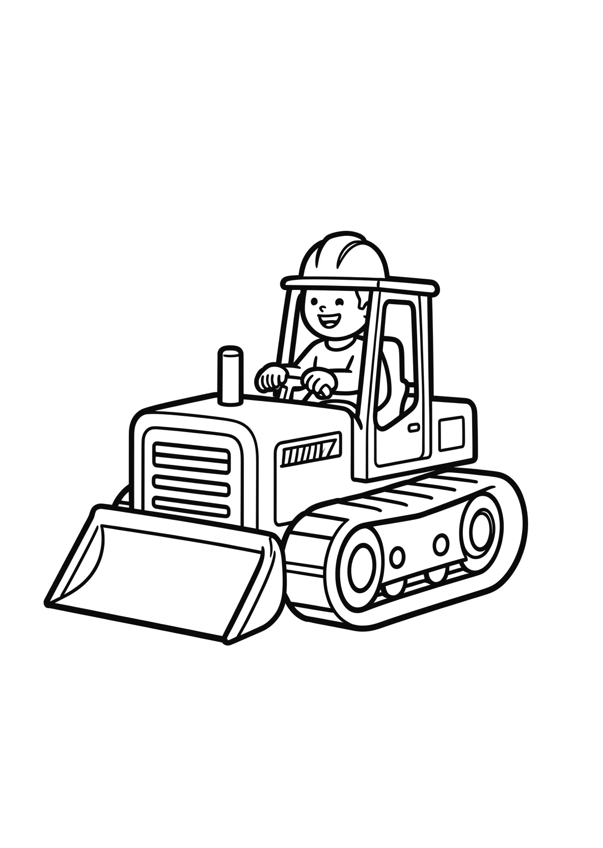 Ausmalbild Bauarbeiter fährt einen Bulldozer - Ausmalbild aus der Kategorie Fahrzeuge - kostenlos ausdrucken