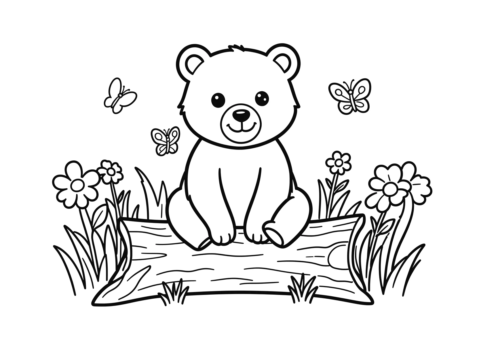 Ausmalbild Niedlicher Waschbär sitzt auf einem Baumstamm im - Ausmalbild aus der Kategorie Tiere - kostenlos ausdrucken