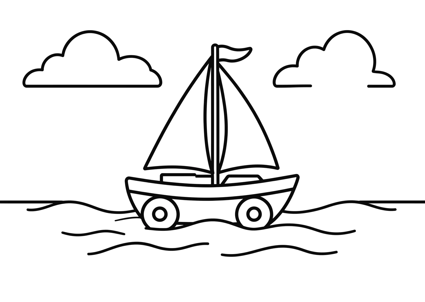 Ausmalbild Segelschiff fährt bei Sonnenuntergang über - Ausmalbild aus der Kategorie Fahrzeuge - kostenlos ausdrucken