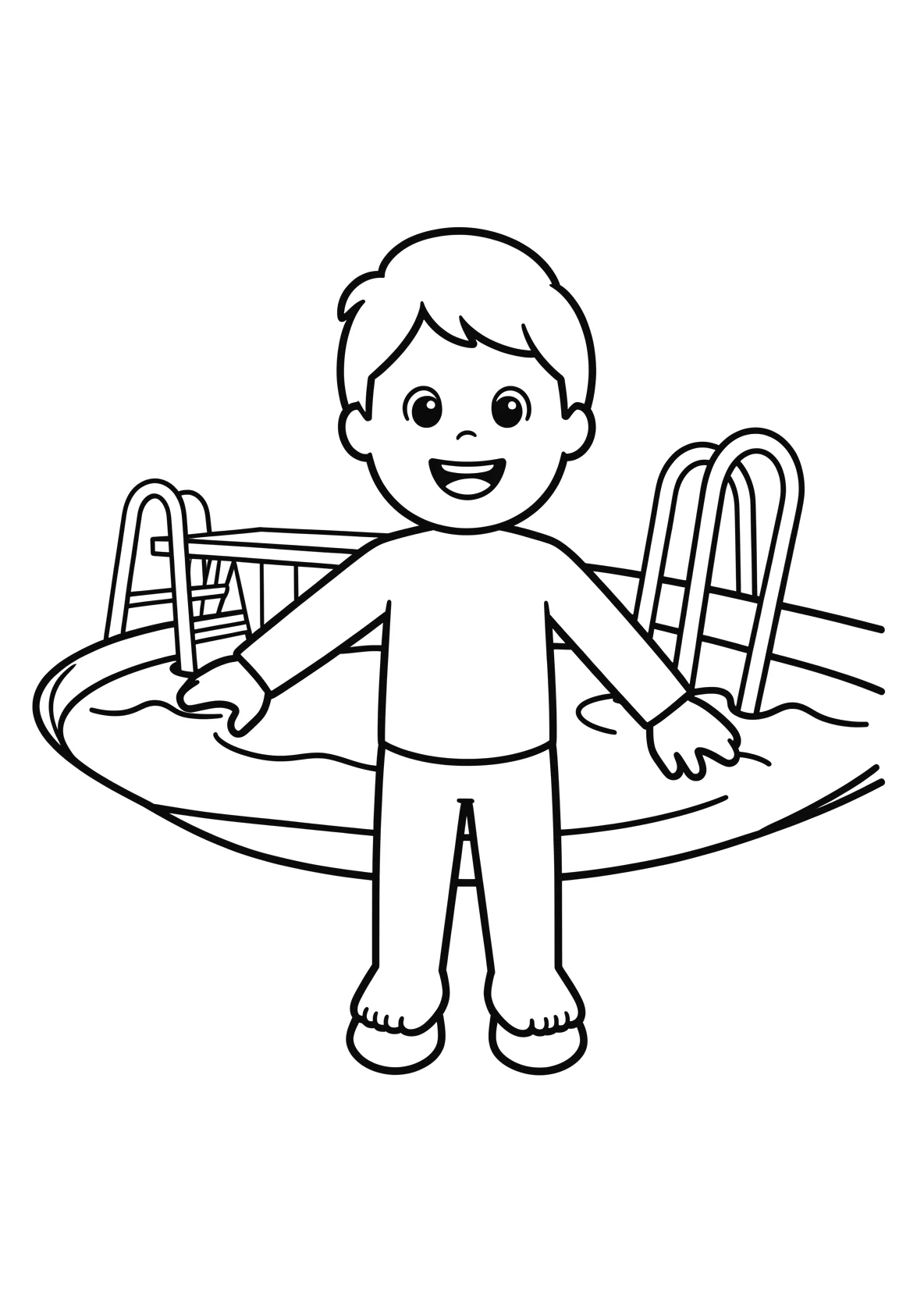 Ausmalbild Schwimmbad mit Sprungbrett - Ausmalbild aus der Kategorie Sport - kostenlos ausdrucken