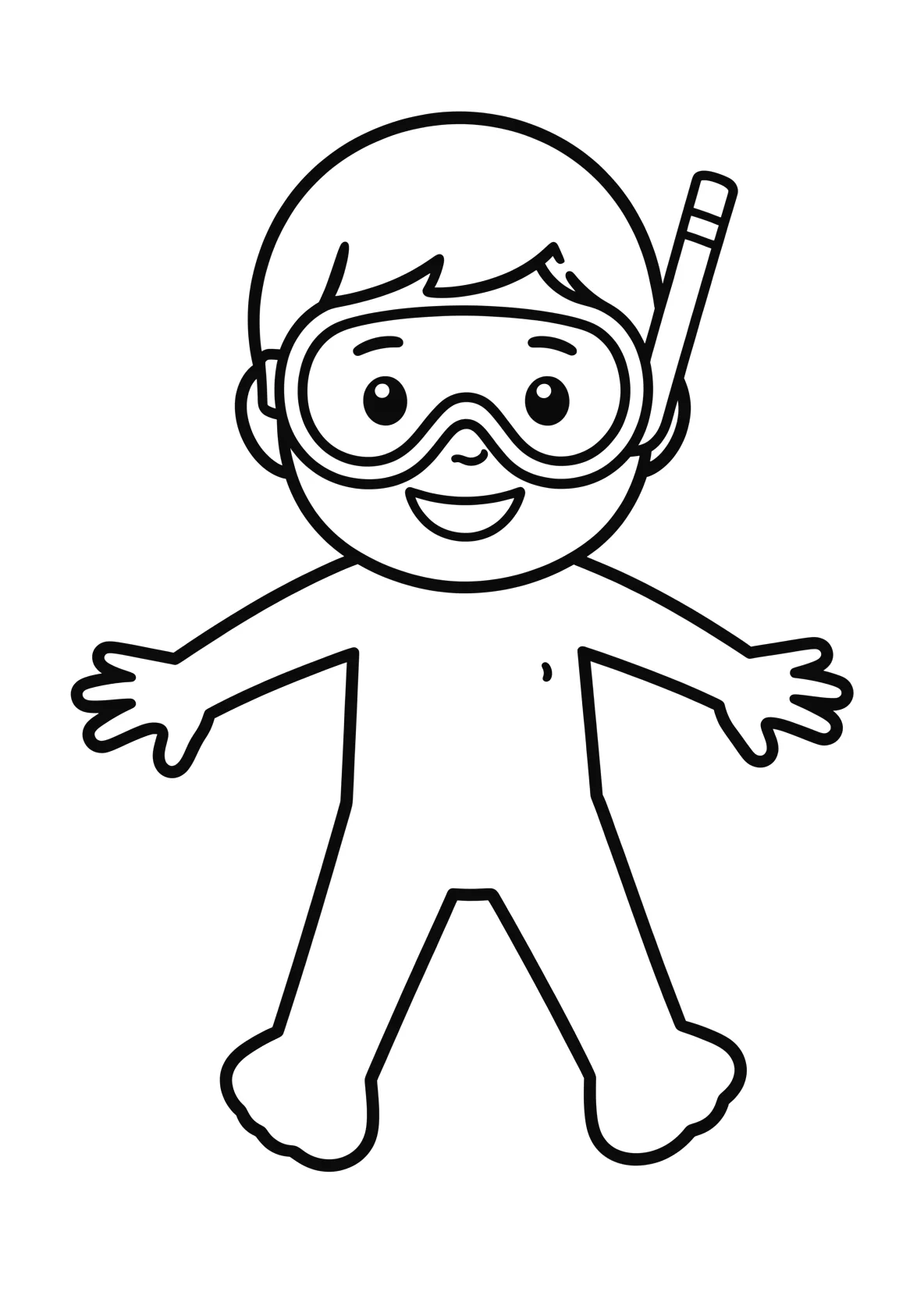 Ausmalbild Kind schwimmt mit Taucherbrille - Ausmalbild aus der Kategorie Sport - kostenlos ausdrucken