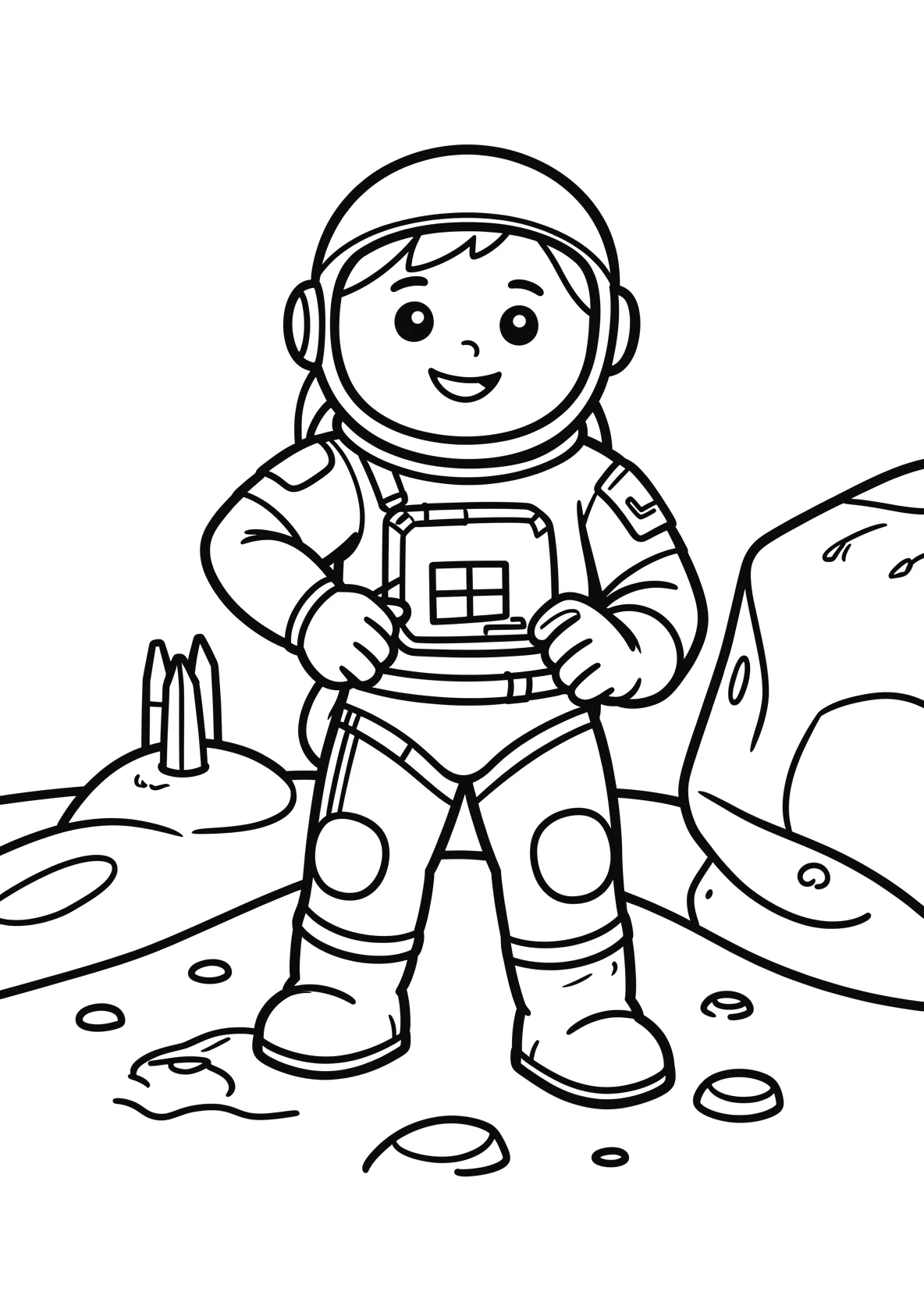 Ausmalbild Astronaut baut eine Station auf dem Mond - Ausmalbild aus der Kategorie Berufe - kostenlos ausdrucken