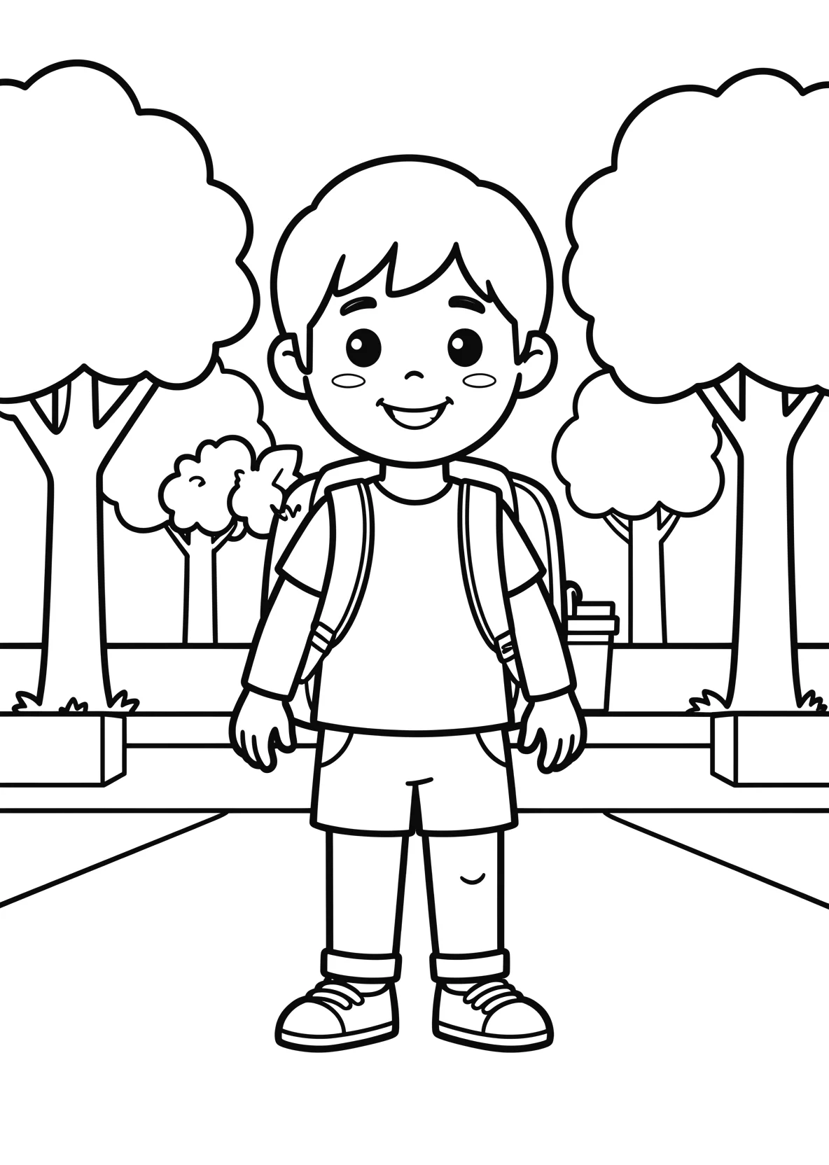 Ausmalbild Schulanfänger mit Schultüte - Ausmalbild aus der Kategorie Berufe - kostenlos ausdrucken