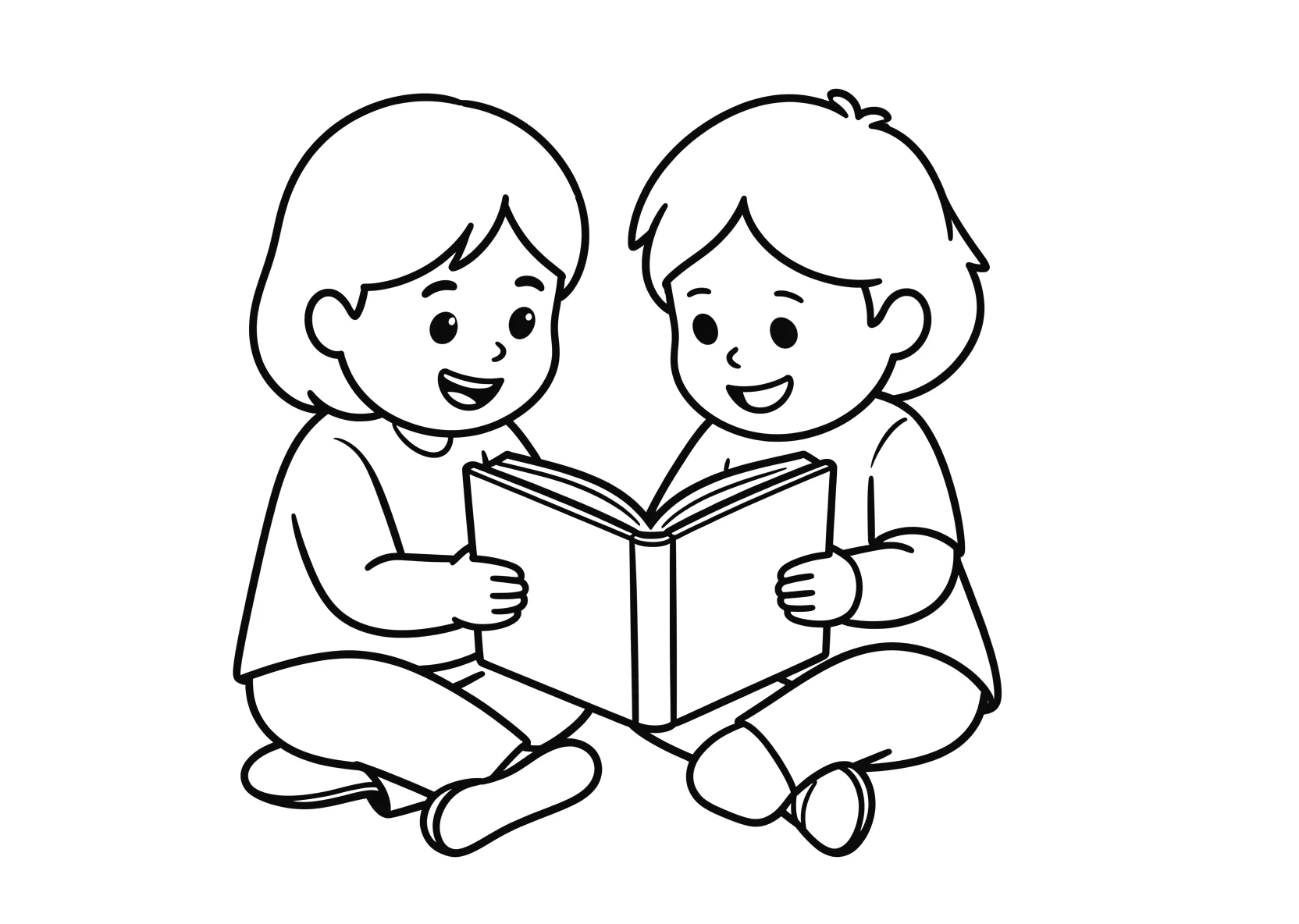 Ausmalbild Kinder hören einer Erzieherin zu - Ausmalbild aus der Kategorie Berufe - kostenlos ausdrucken