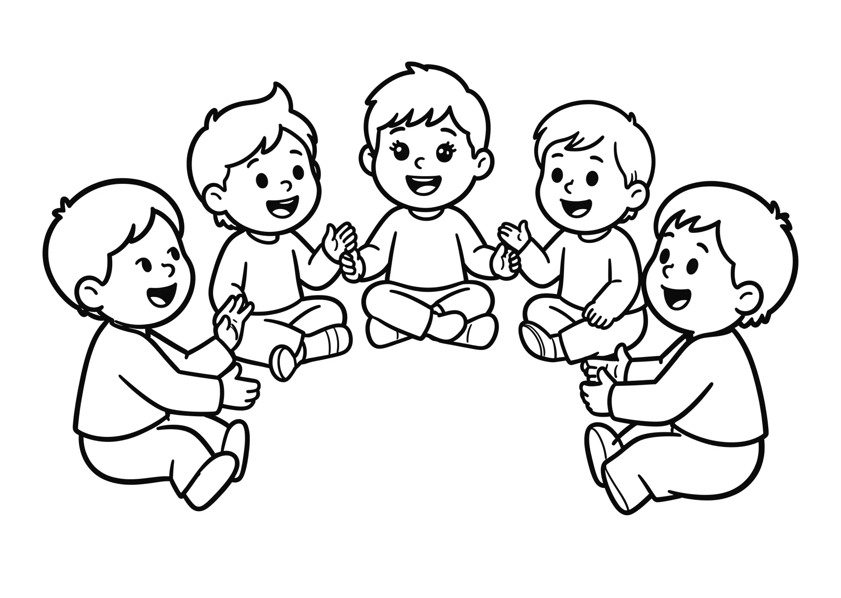 Ausmalbild Kinder sitzen im Kreis - Ausmalbild aus der Kategorie Berufe - kostenlos ausdrucken