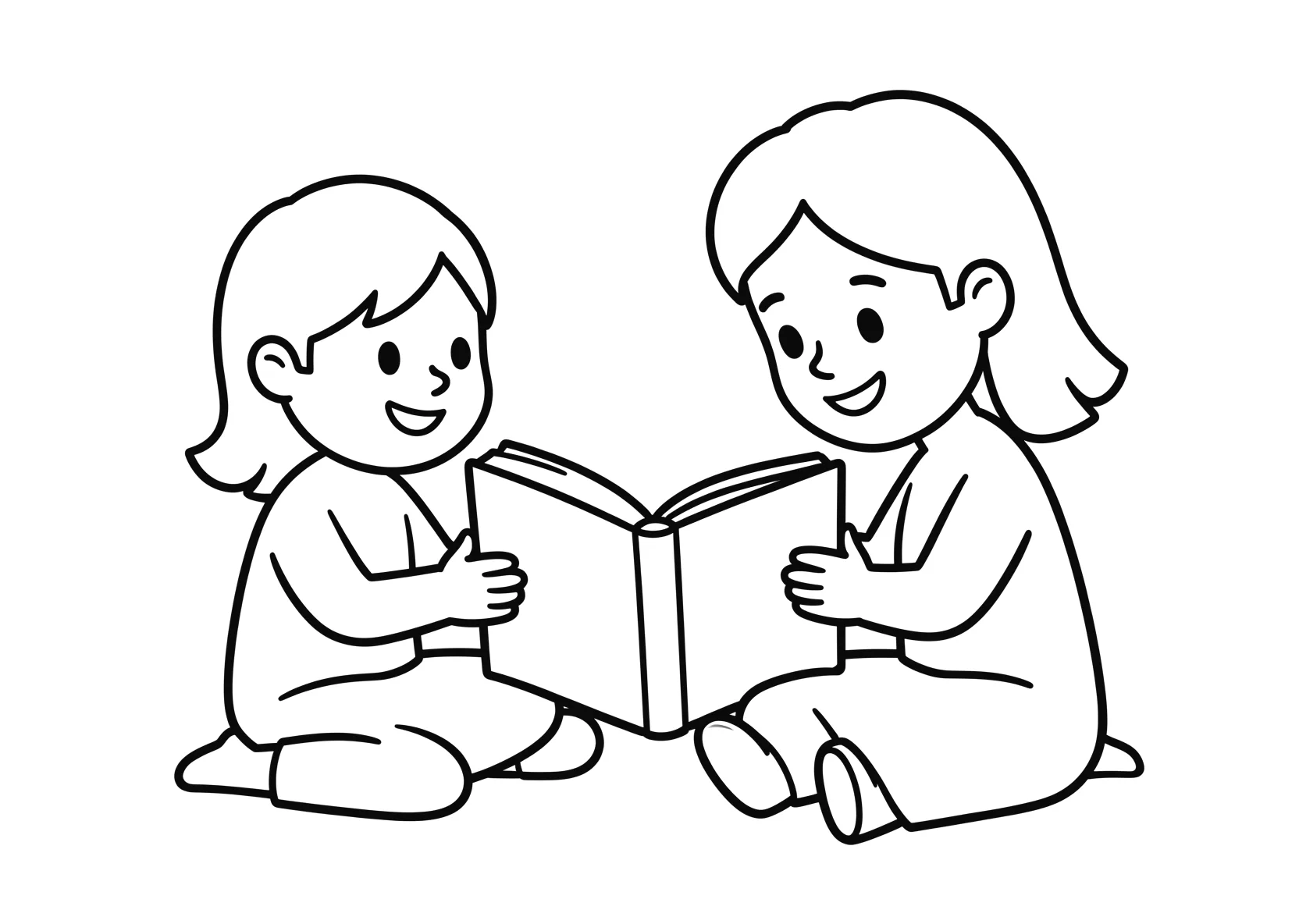 Ausmalbild Kinder hören zu - Ausmalbild aus der Kategorie Berufe - kostenlos ausdrucken