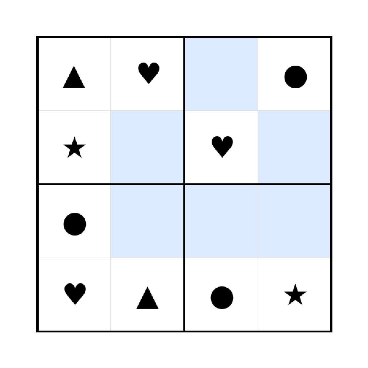 Sudoku-Rätsel Sudoku 4x4 (mittel) für Kleinkinder aus der Kategorie Sudoku - kostenlos ausdrucken