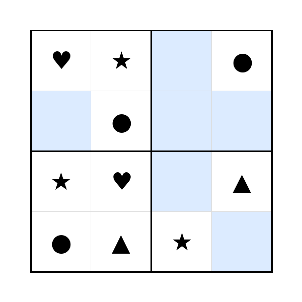 Sudoku-Rätsel Sudoku 4x4 (mittel) für Kleinkinder aus der Kategorie Sudoku - kostenlos ausdrucken