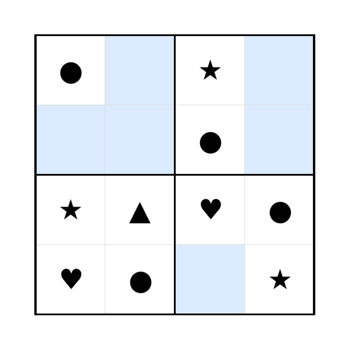 Sudoku-Rätsel Sudoku 4x4 (mittel) für Kleinkinder aus der Kategorie Sudoku - kostenlos ausdrucken
