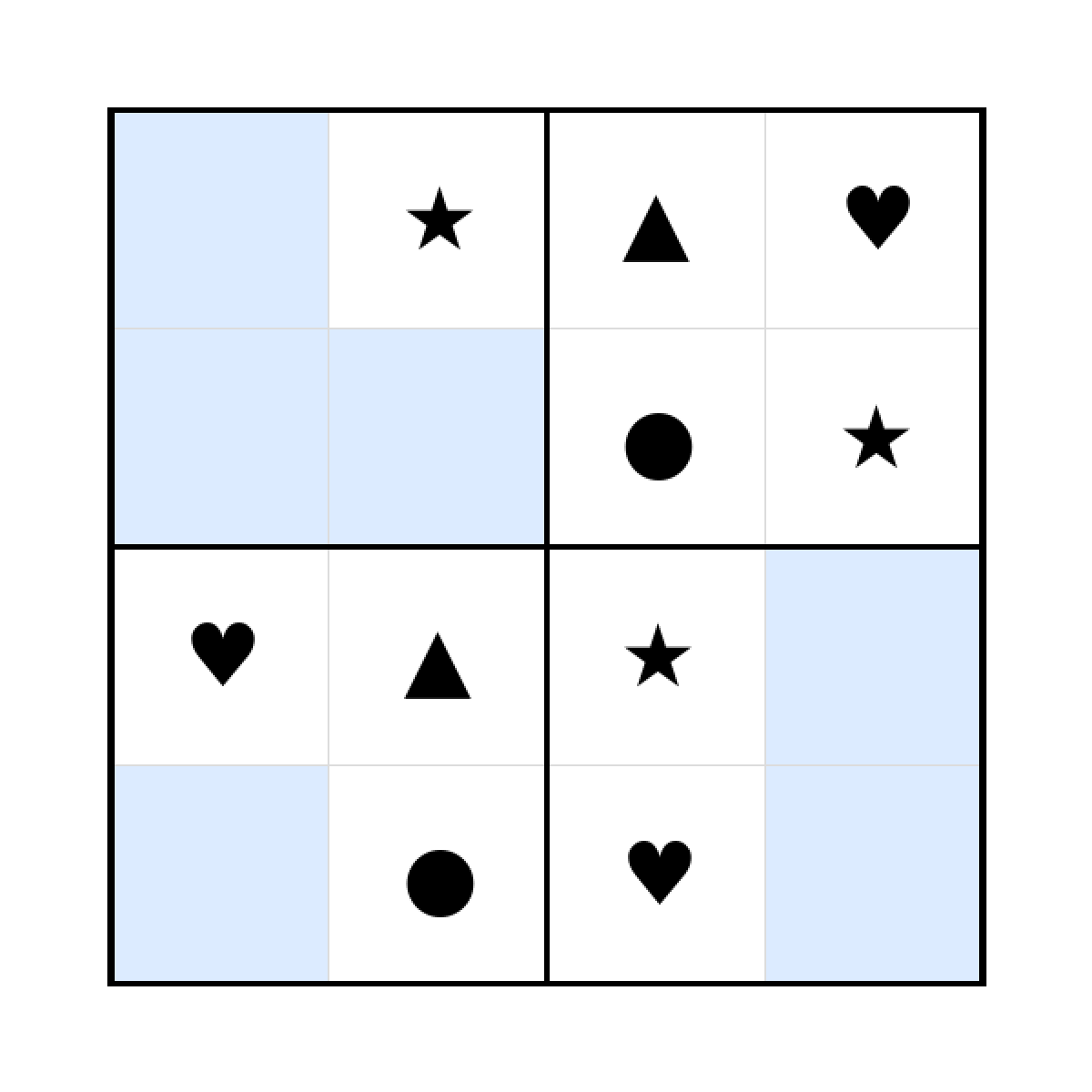 Sudoku-Rätsel Sudoku 4x4 (mittel) für Kleinkinder aus der Kategorie Sudoku - kostenlos ausdrucken