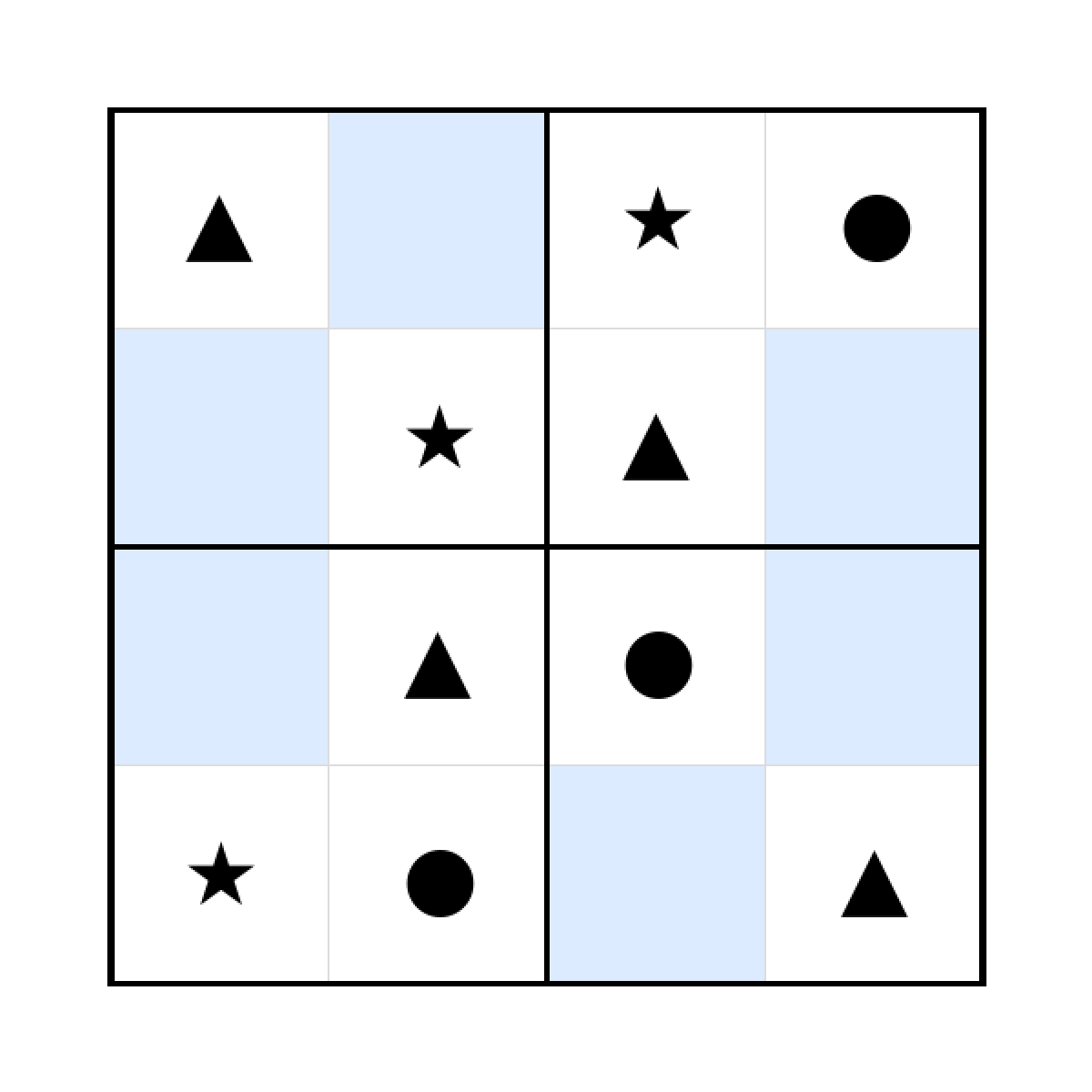 Sudoku-Rätsel Sudoku 4x4 (mittel) für Kleinkinder aus der Kategorie Sudoku - kostenlos ausdrucken