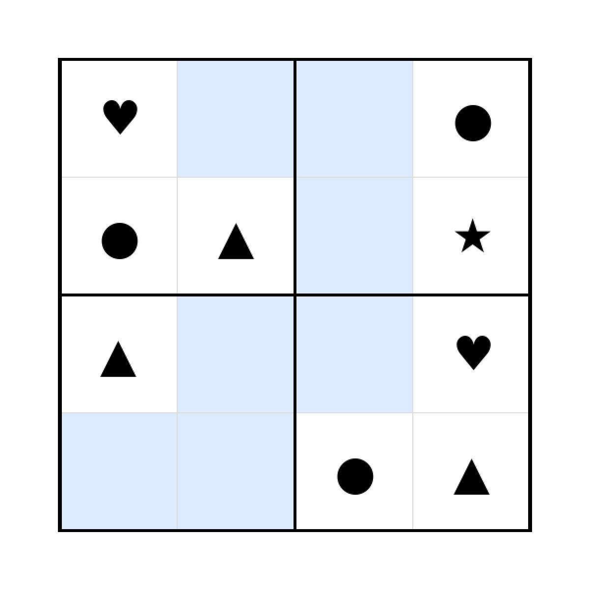 Sudoku-Rätsel Sudoku 4x4 (schwer) für Kleinkinder aus der Kategorie Sudoku - kostenlos ausdrucken