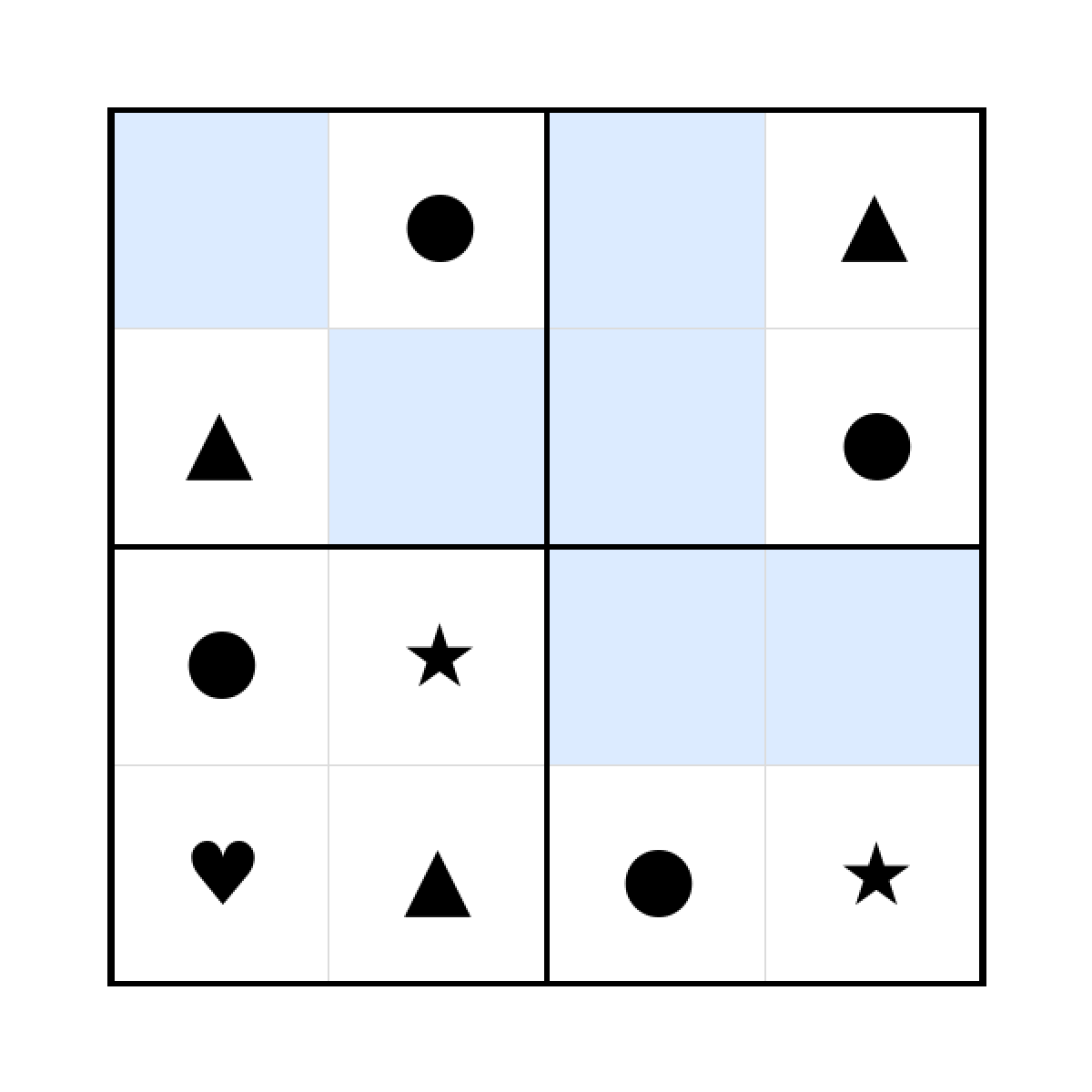 Sudoku-Rätsel Sudoku 4x4 (mittel) für Kleinkinder aus der Kategorie Sudoku - kostenlos ausdrucken