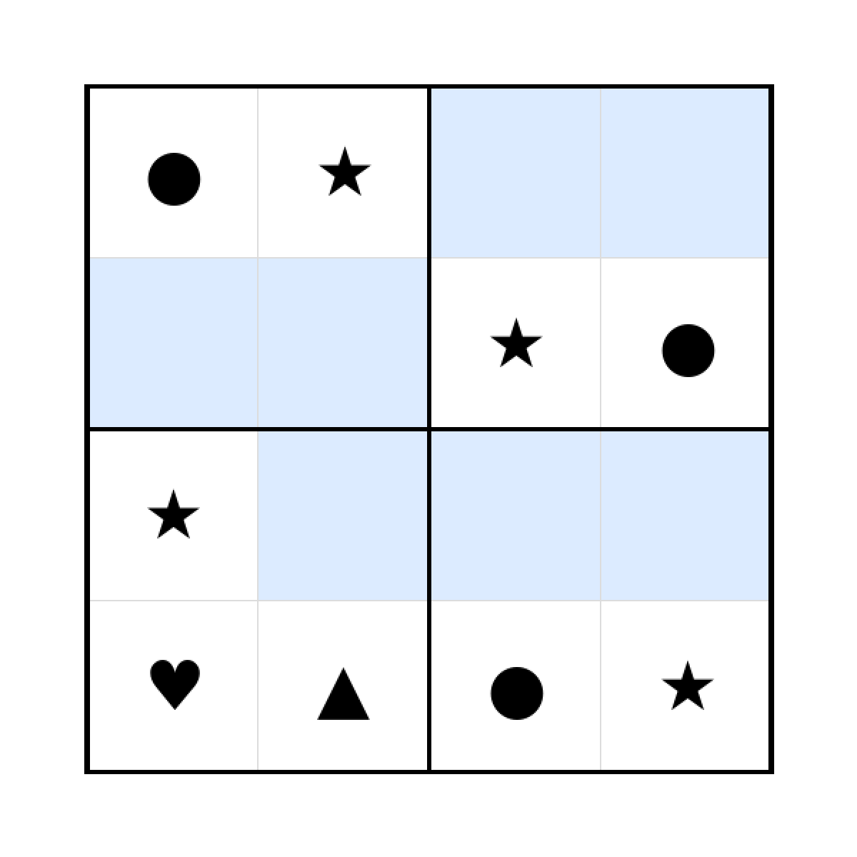 Sudoku-Rätsel Sudoku 4x4 (schwer) für Kleinkinder aus der Kategorie Sudoku - kostenlos ausdrucken