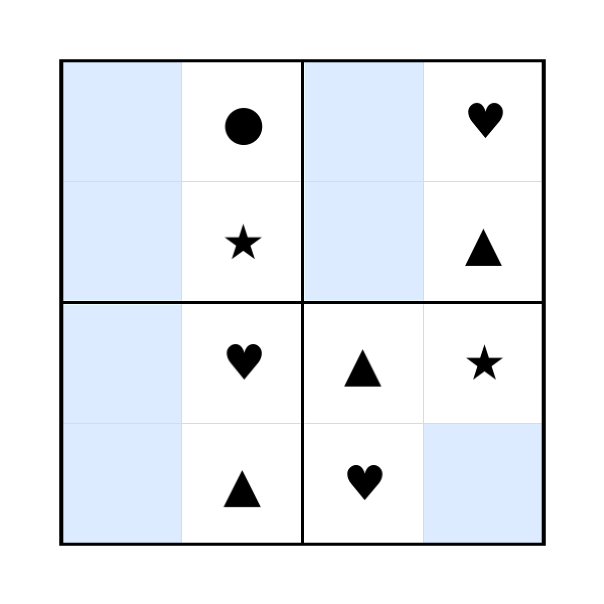 Sudoku-Rätsel Sudoku 4x4 (schwer) für Kleinkinder aus der Kategorie Sudoku - kostenlos ausdrucken
