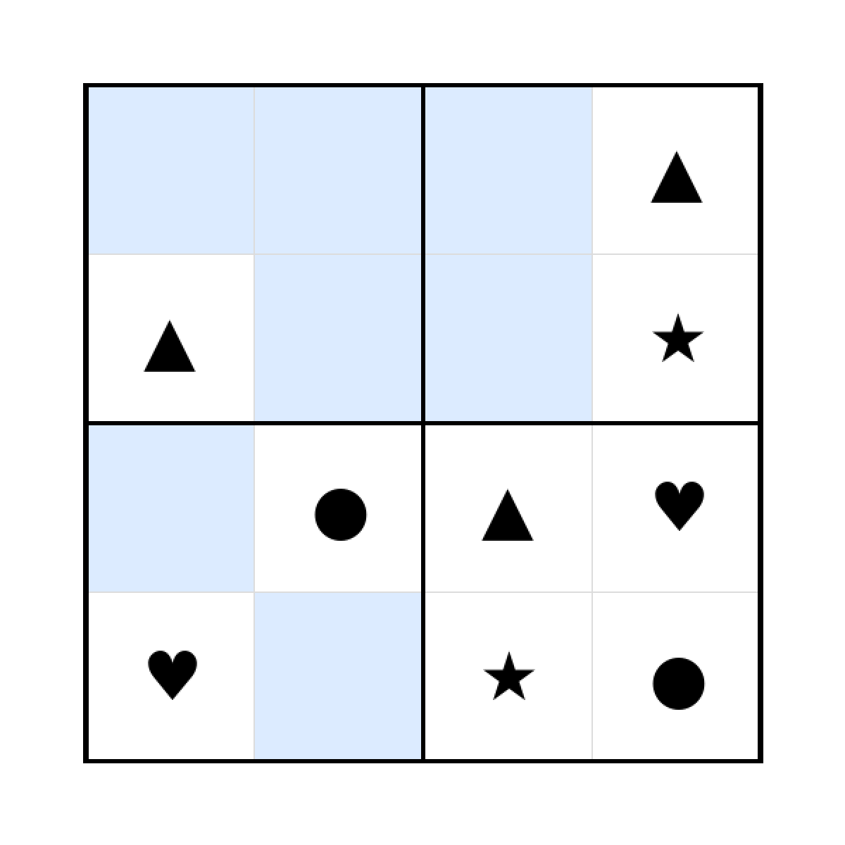 Sudoku-Rätsel Sudoku 4x4 (schwer) für Kleinkinder aus der Kategorie Sudoku - kostenlos ausdrucken