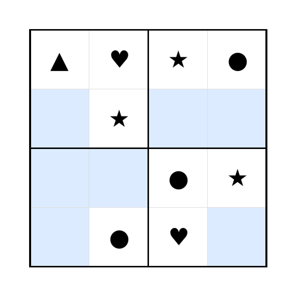 Sudoku-Rätsel Sudoku 4x4 (schwer) für Kleinkinder aus der Kategorie Sudoku - kostenlos ausdrucken