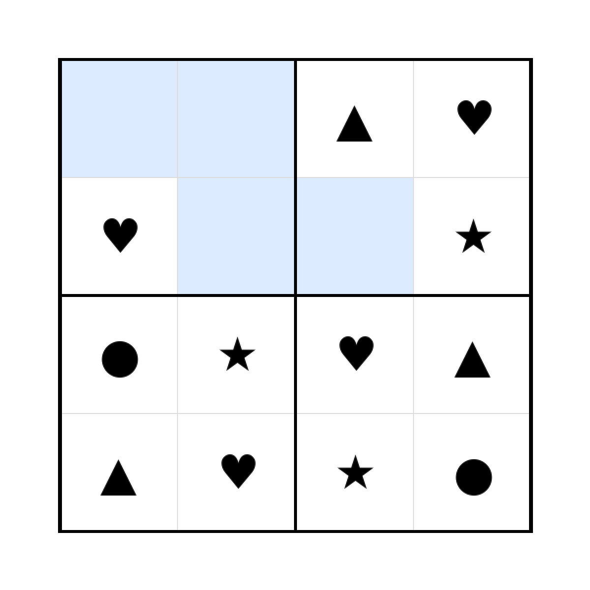 Sudoku-Rätsel Sudoku 4x4 (leicht) für Kleinkinder aus der Kategorie Sudoku - kostenlos ausdrucken