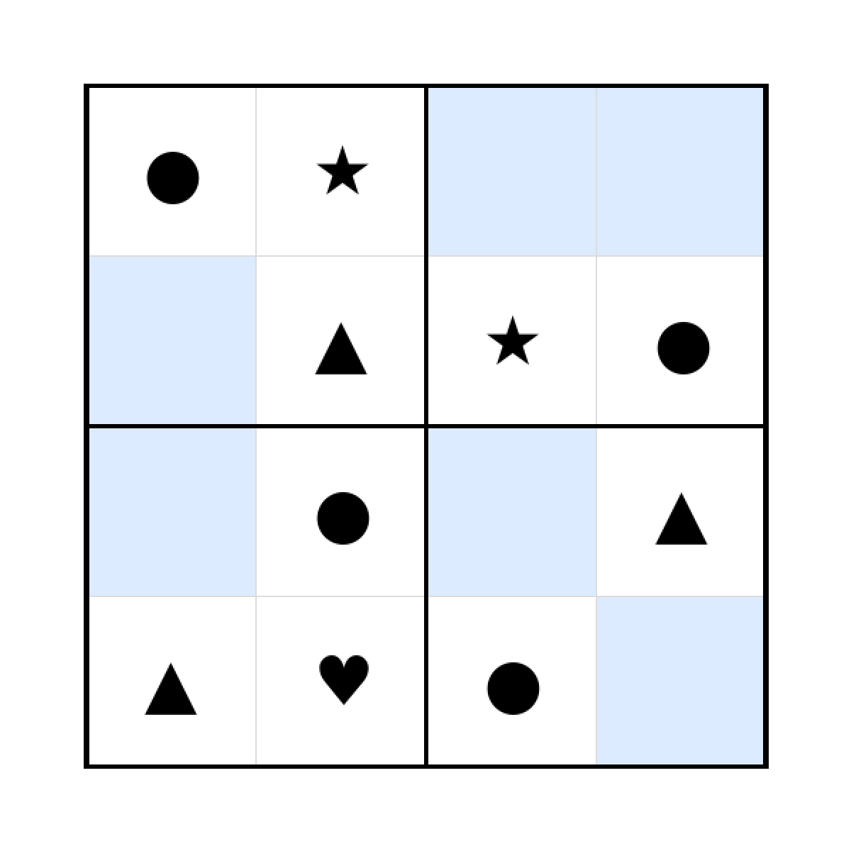 Sudoku-Rätsel Sudoku 4x4 (mittel) für Kleinkinder aus der Kategorie Sudoku - kostenlos ausdrucken