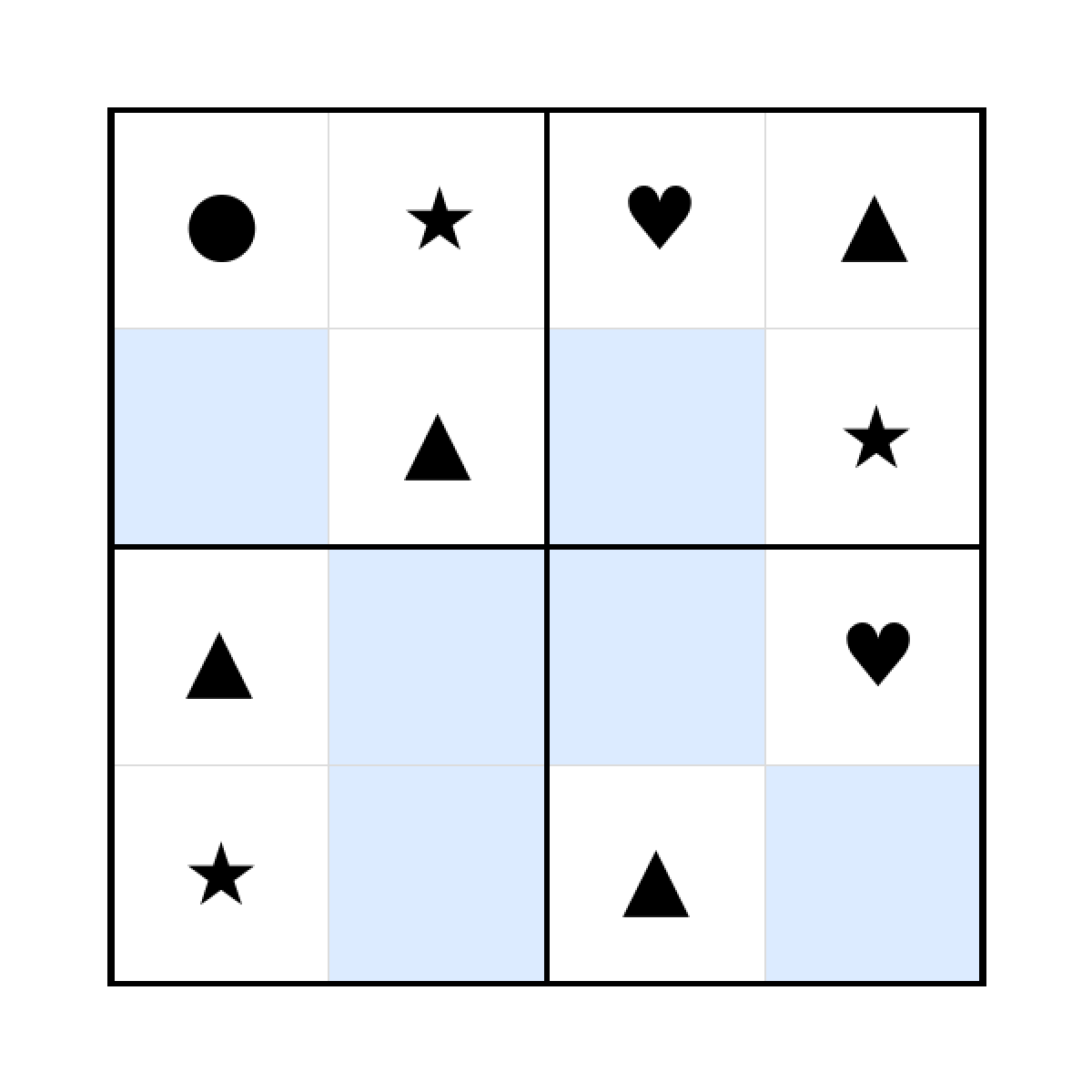 Sudoku-Rätsel Sudoku 4x4 (mittel) für Kleinkinder aus der Kategorie Sudoku - kostenlos ausdrucken