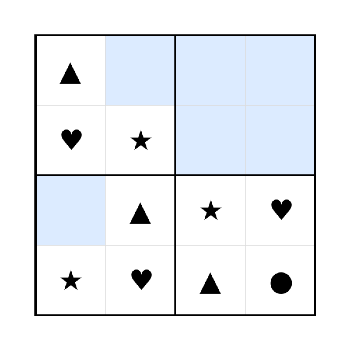 Sudoku-Rätsel Sudoku 4x4 (mittel) für Kleinkinder aus der Kategorie Sudoku - kostenlos ausdrucken