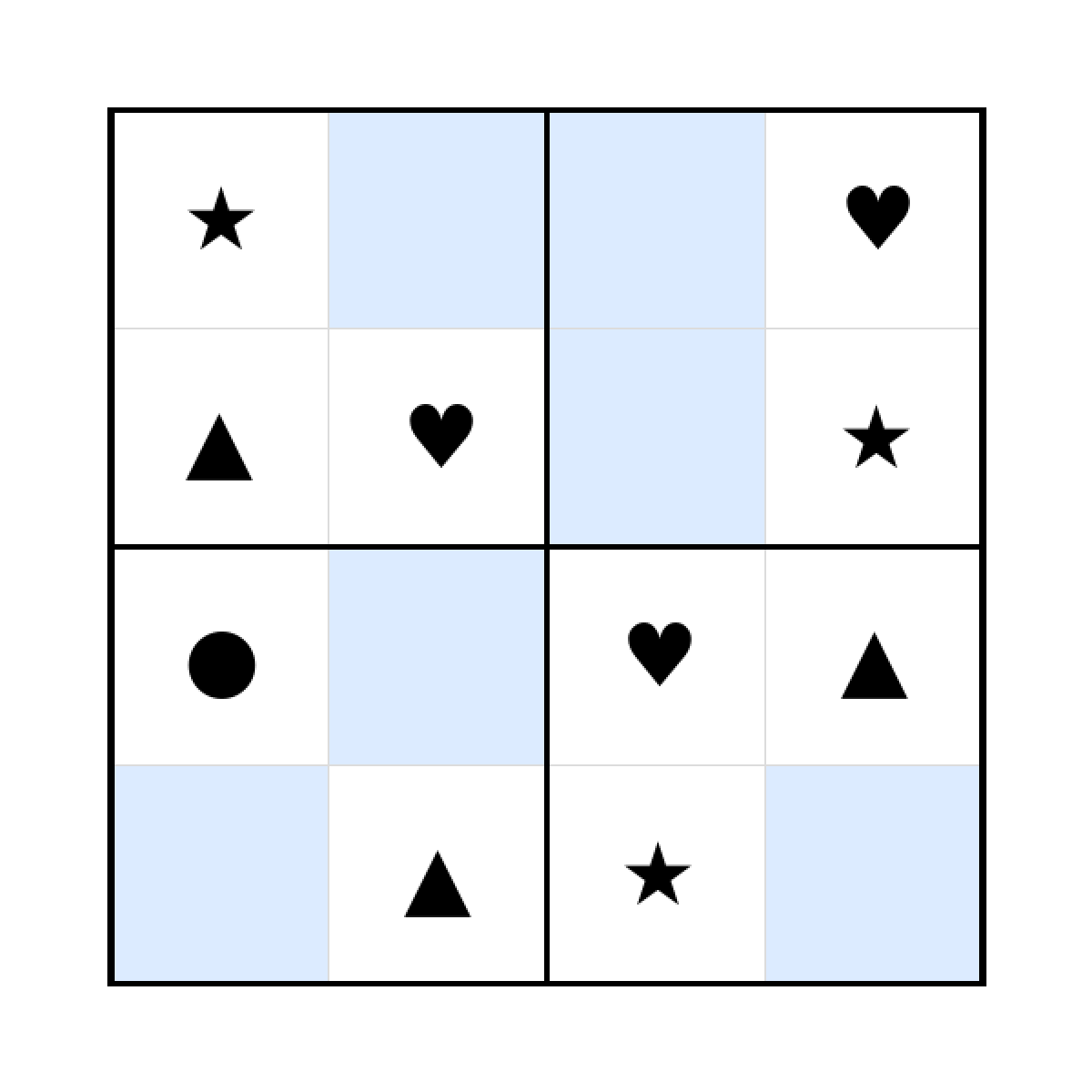 Sudoku-Rätsel Sudoku 4x4 (mittel) für Kleinkinder aus der Kategorie Sudoku - kostenlos ausdrucken