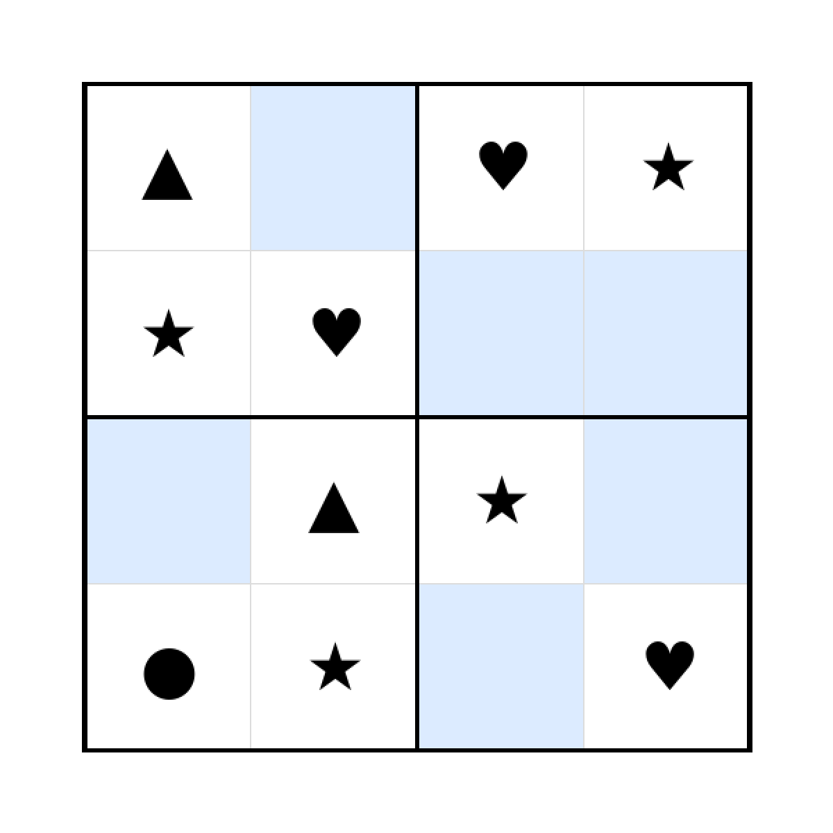 Sudoku-Rätsel Sudoku 4x4 (mittel) für Kleinkinder aus der Kategorie Sudoku - kostenlos ausdrucken