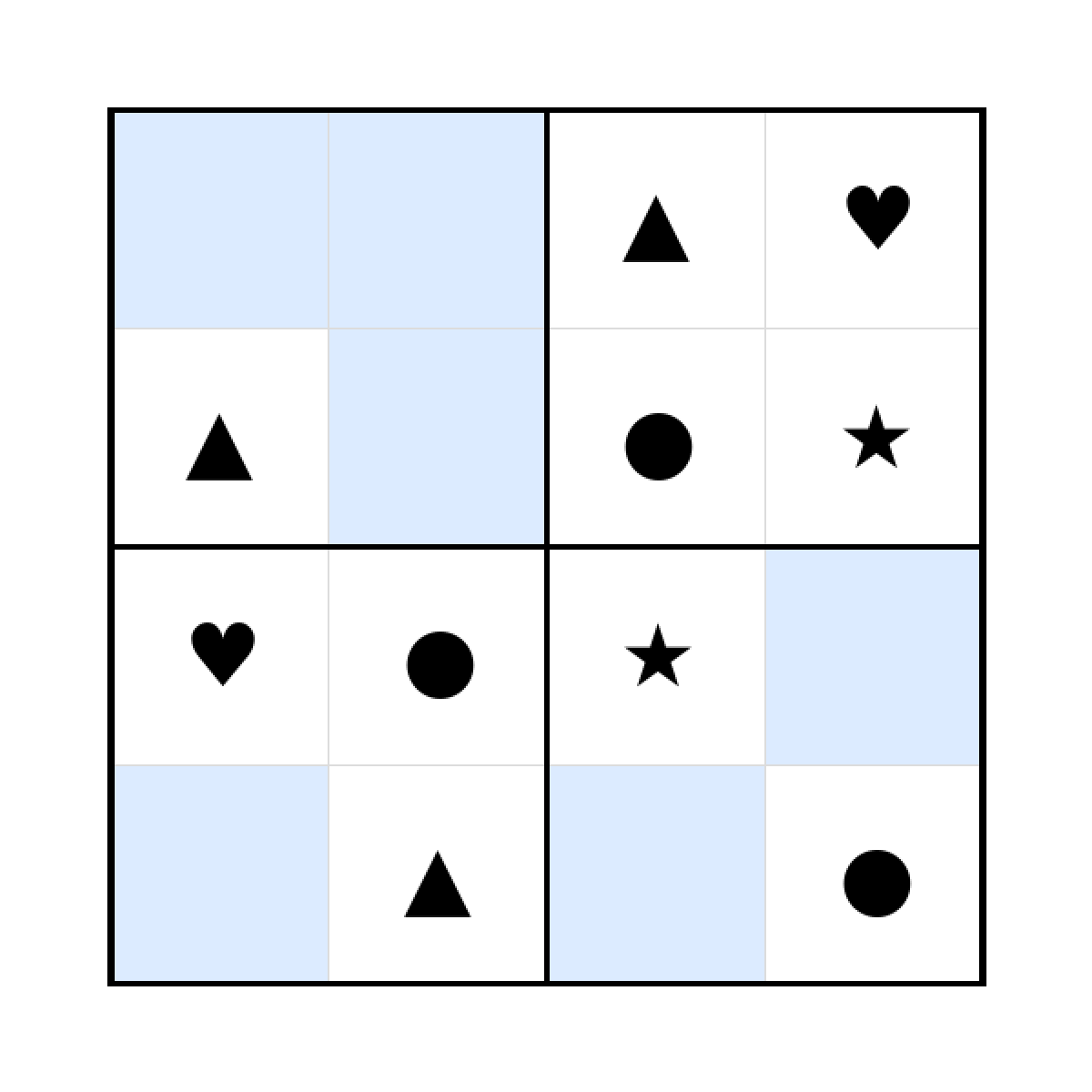 Sudoku-Rätsel Sudoku 4x4 (mittel) für Kleinkinder aus der Kategorie Sudoku - kostenlos ausdrucken