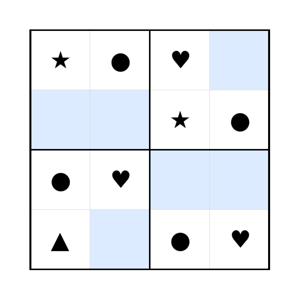 Sudoku-Rätsel Sudoku 4x4 (mittel) für Kleinkinder aus der Kategorie Sudoku - kostenlos ausdrucken