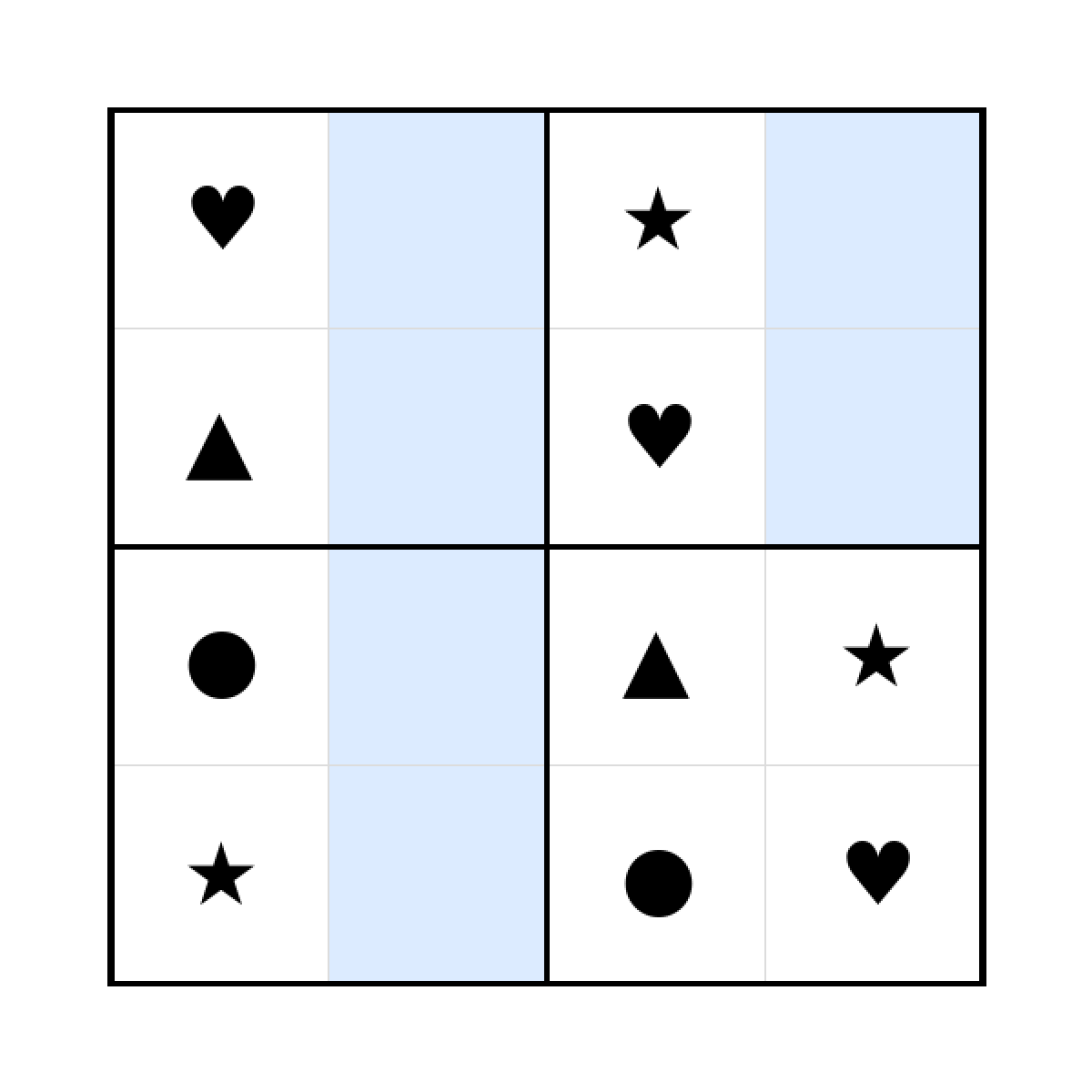 Sudoku-Rätsel Sudoku 4x4 (mittel) für Kleinkinder aus der Kategorie Sudoku - kostenlos ausdrucken