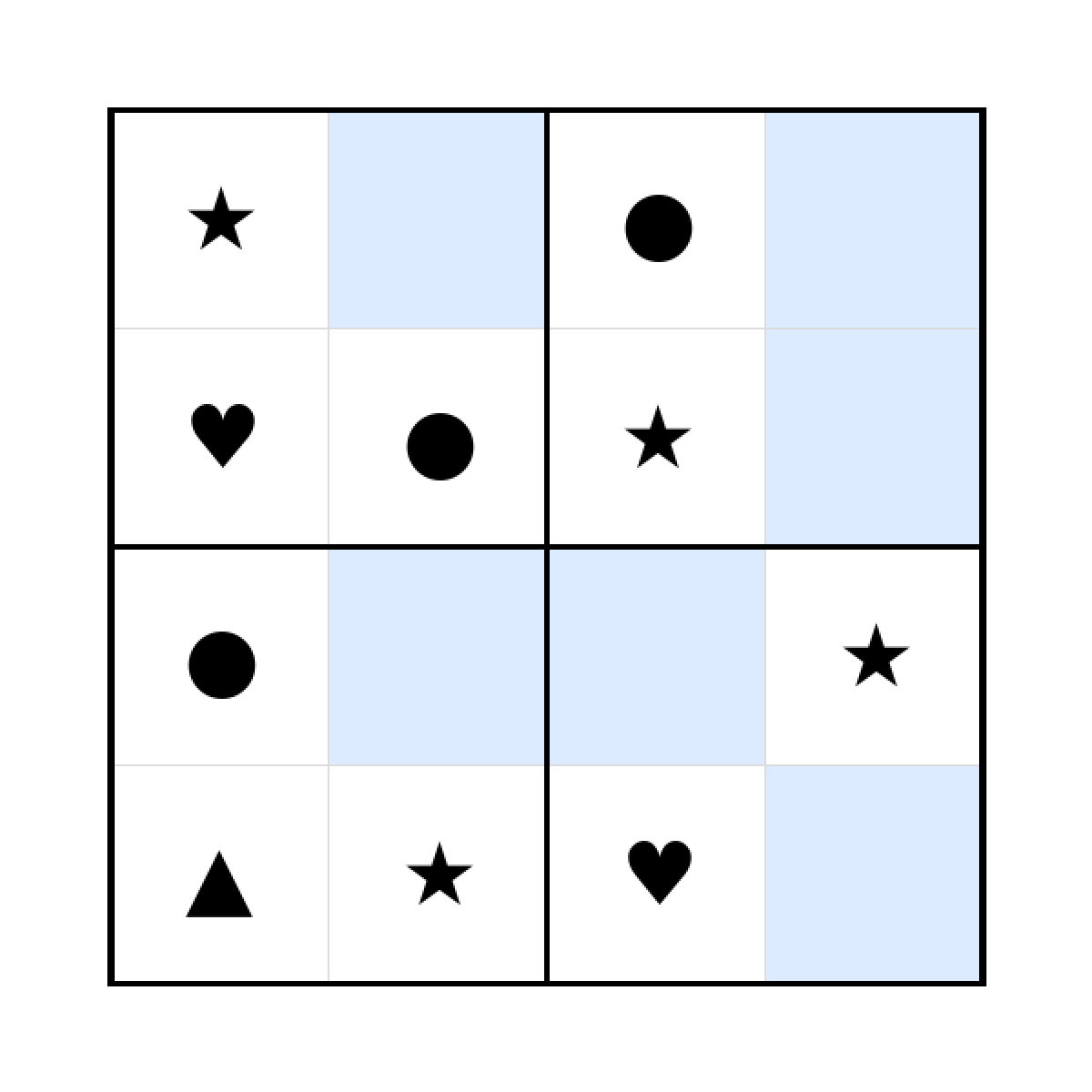 Sudoku-Rätsel Sudoku 4x4 (mittel) für Kleinkinder aus der Kategorie Sudoku - kostenlos ausdrucken