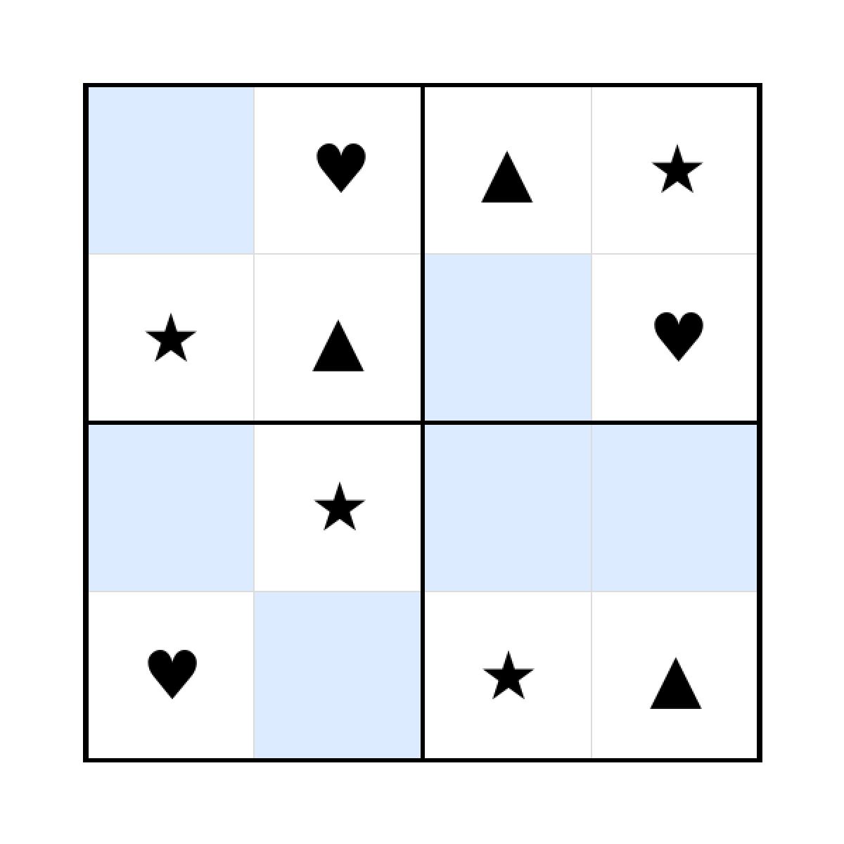 Sudoku-Rätsel Sudoku 4x4 (mittel) für Kleinkinder aus der Kategorie Sudoku - kostenlos ausdrucken