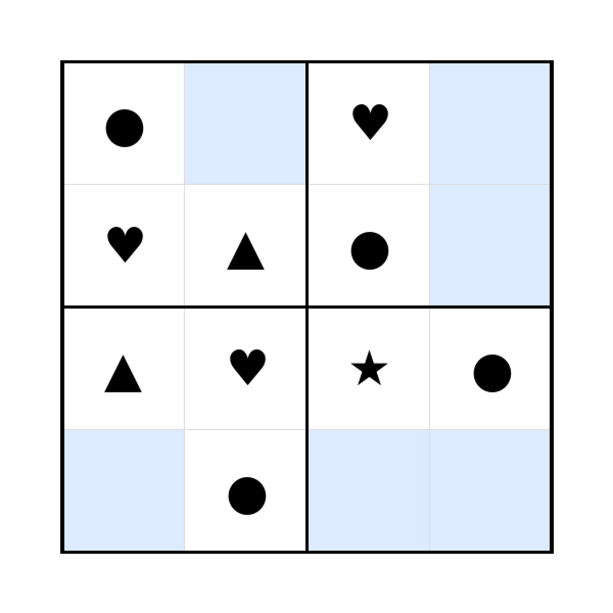 Sudoku-Rätsel Sudoku 4x4 (mittel) für Kleinkinder aus der Kategorie Sudoku - kostenlos ausdrucken