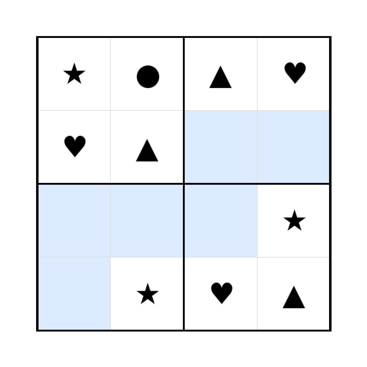 Sudoku-Rätsel Sudoku 4x4 (mittel) für Kleinkinder aus der Kategorie Sudoku - kostenlos ausdrucken
