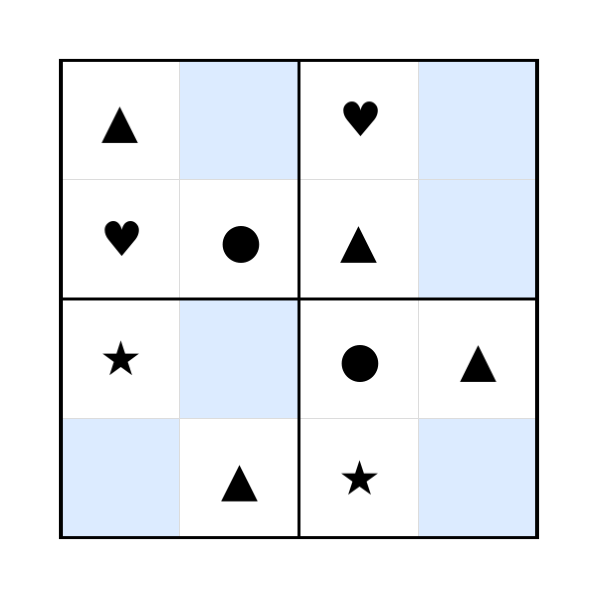 Sudoku-Rätsel Sudoku 4x4 (mittel) für Kleinkinder aus der Kategorie Sudoku - kostenlos ausdrucken