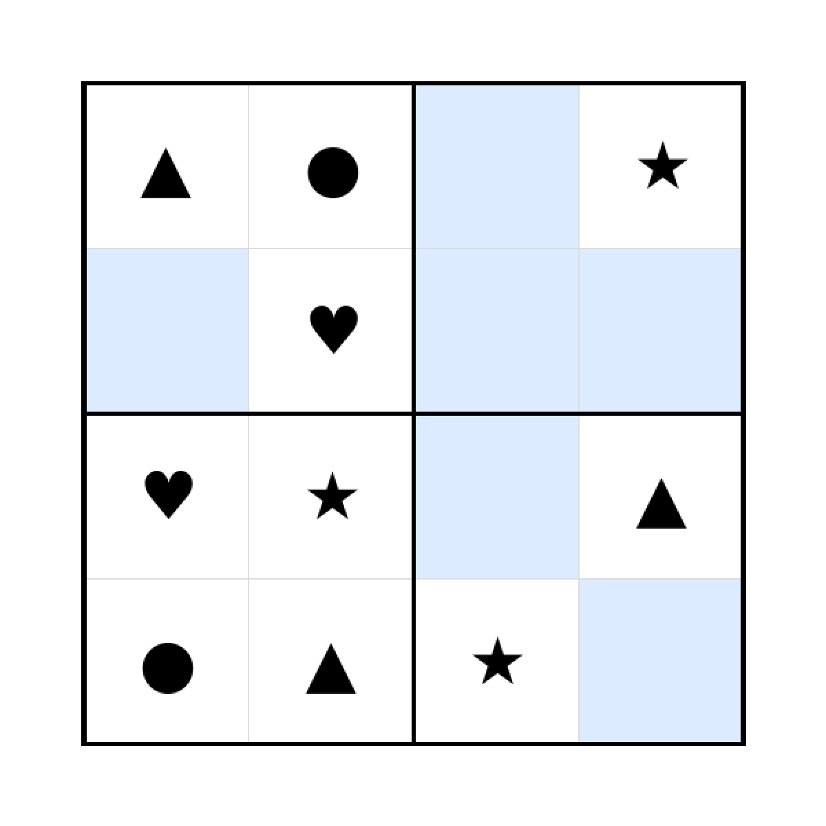 Sudoku-Rätsel Sudoku 4x4 (mittel) für Kleinkinder aus der Kategorie Sudoku - kostenlos ausdrucken
