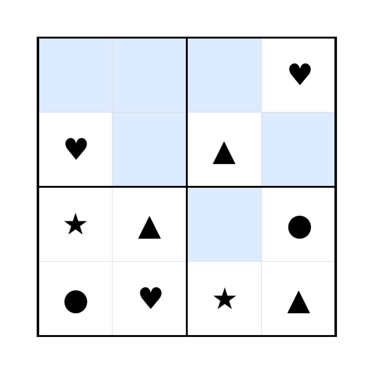 Sudoku-Rätsel Sudoku 4x4 (mittel) für Kleinkinder aus der Kategorie Sudoku - kostenlos ausdrucken