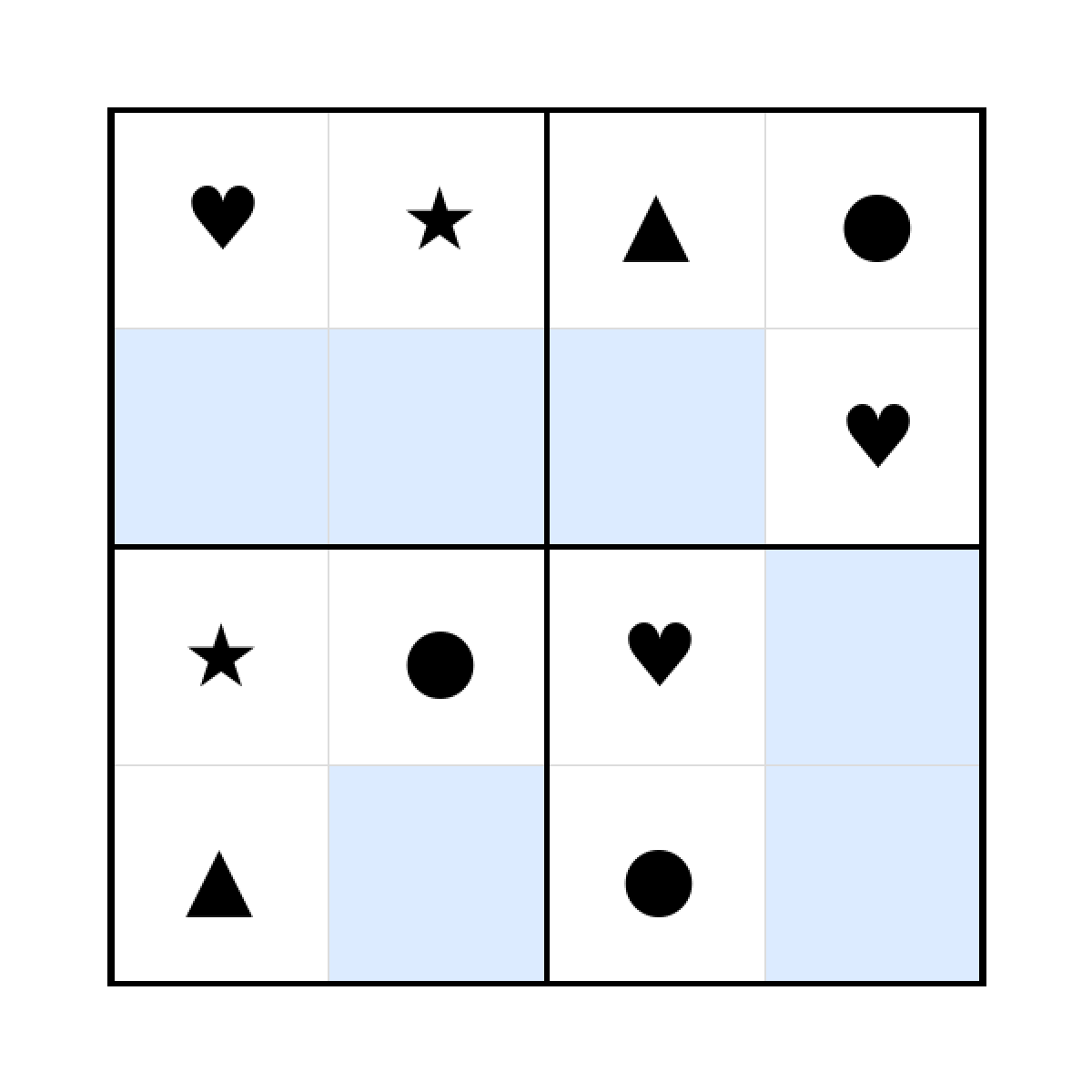 Sudoku-Rätsel Sudoku 4x4 (mittel) für Kleinkinder aus der Kategorie Sudoku - kostenlos ausdrucken
