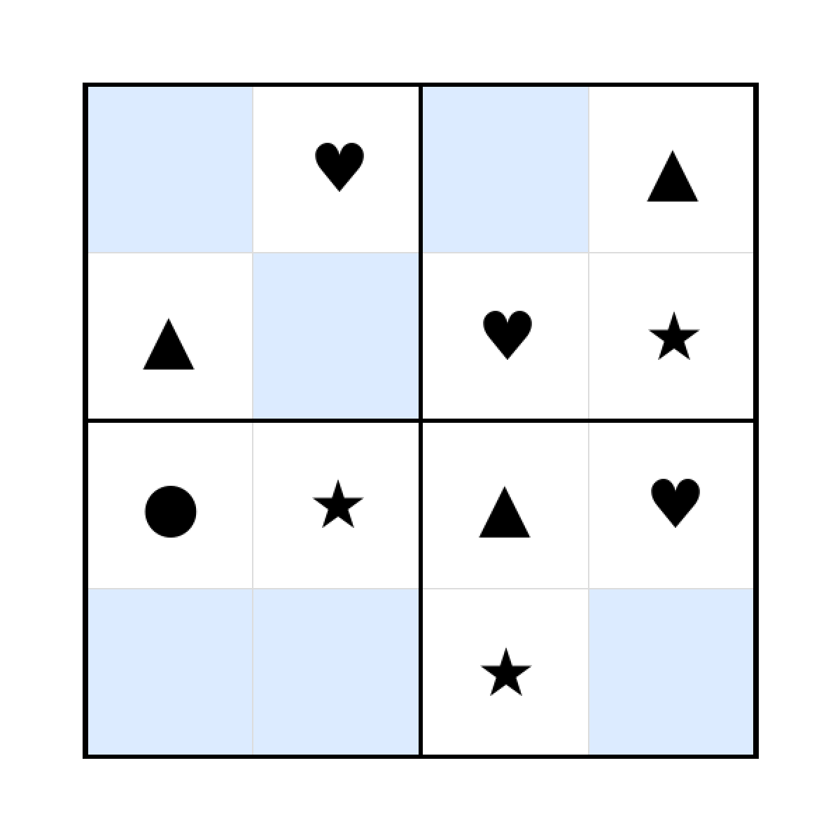 Sudoku-Rätsel Sudoku 4x4 (mittel) für Kleinkinder aus der Kategorie Sudoku - kostenlos ausdrucken