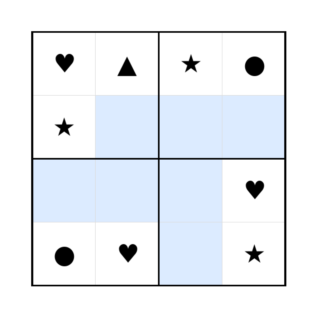 Sudoku-Rätsel Sudoku 4x4 (schwer) für Kleinkinder aus der Kategorie Sudoku - kostenlos ausdrucken