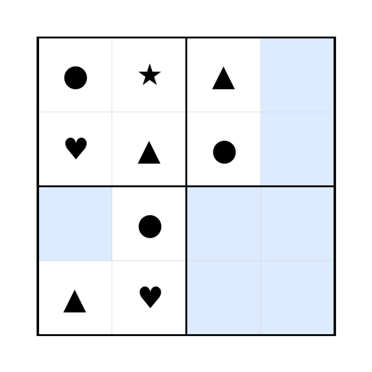Sudoku-Rätsel Sudoku 4x4 (schwer) für Kleinkinder aus der Kategorie Sudoku - kostenlos ausdrucken