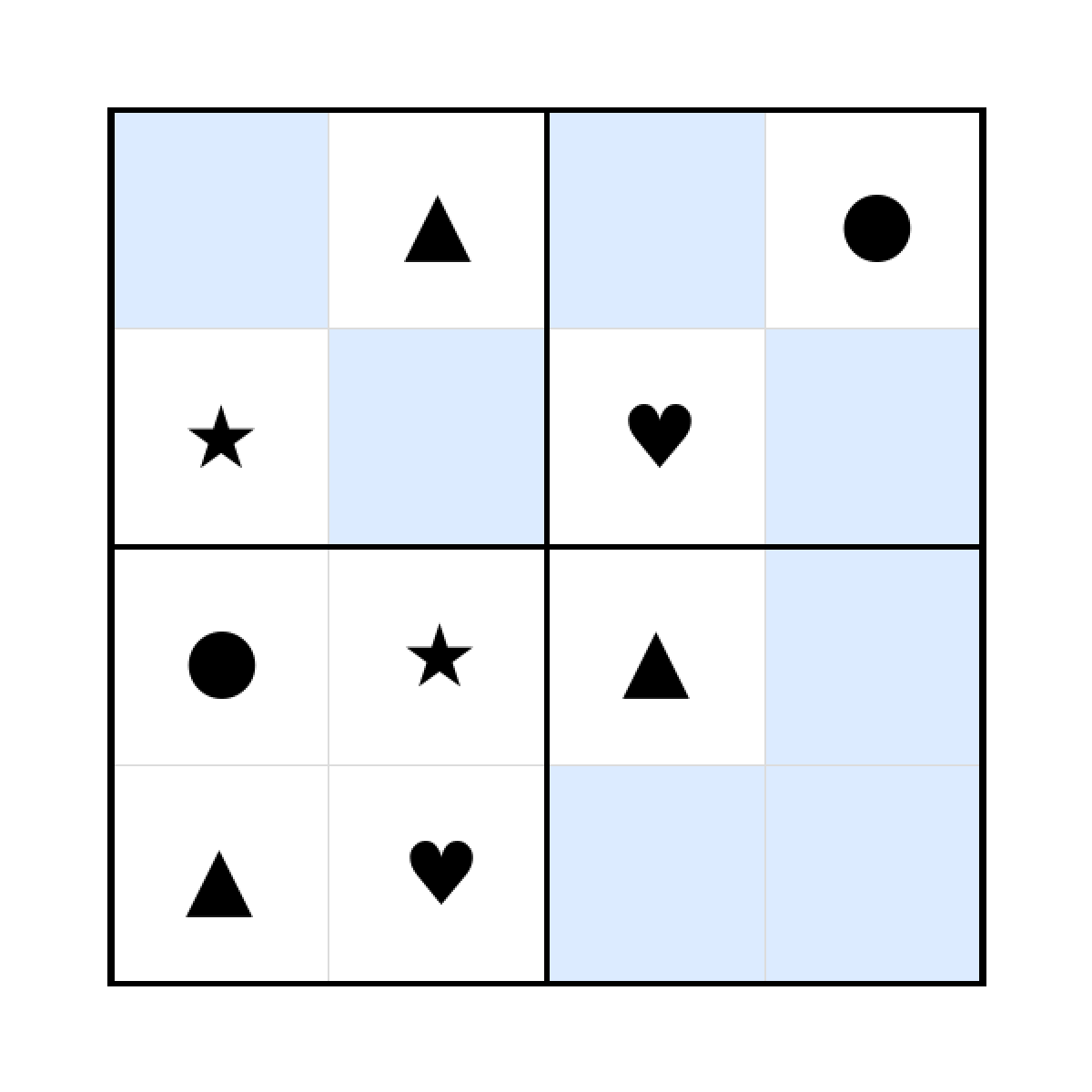 Sudoku-Rätsel Sudoku 4x4 (schwer) für Kleinkinder aus der Kategorie Sudoku - kostenlos ausdrucken