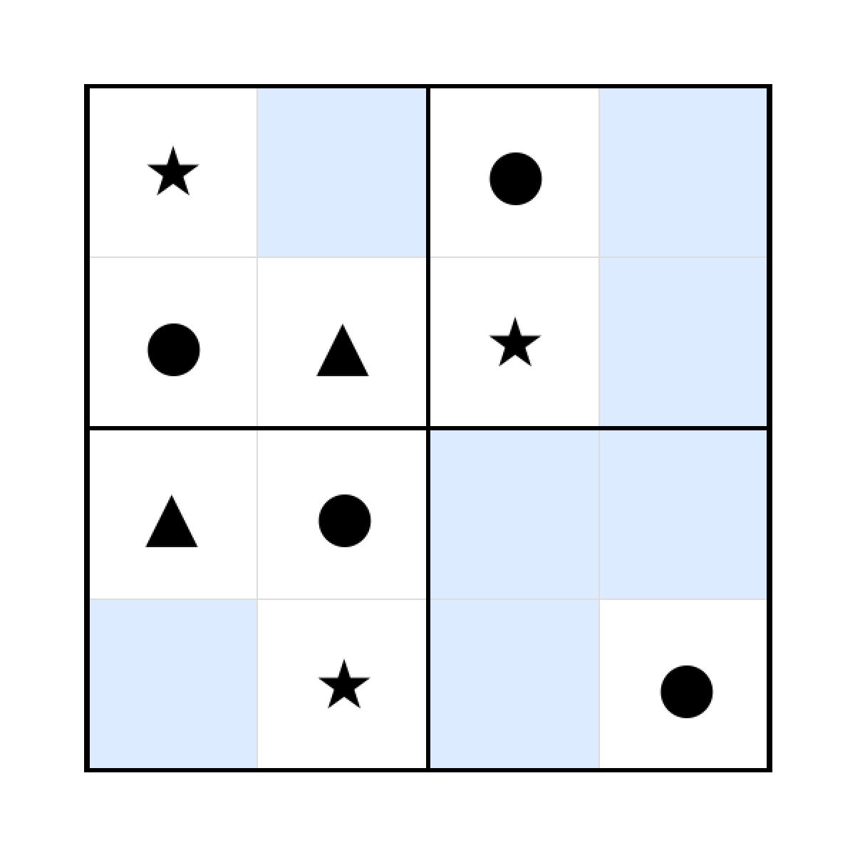 Sudoku-Rätsel Sudoku 4x4 (schwer) für Kleinkinder aus der Kategorie Sudoku - kostenlos ausdrucken