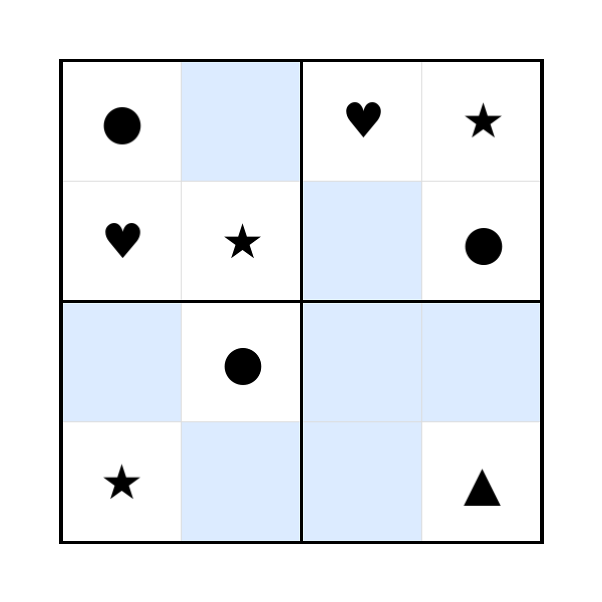 Sudoku-Rätsel Sudoku 4x4 (schwer) für Kleinkinder aus der Kategorie Sudoku - kostenlos ausdrucken