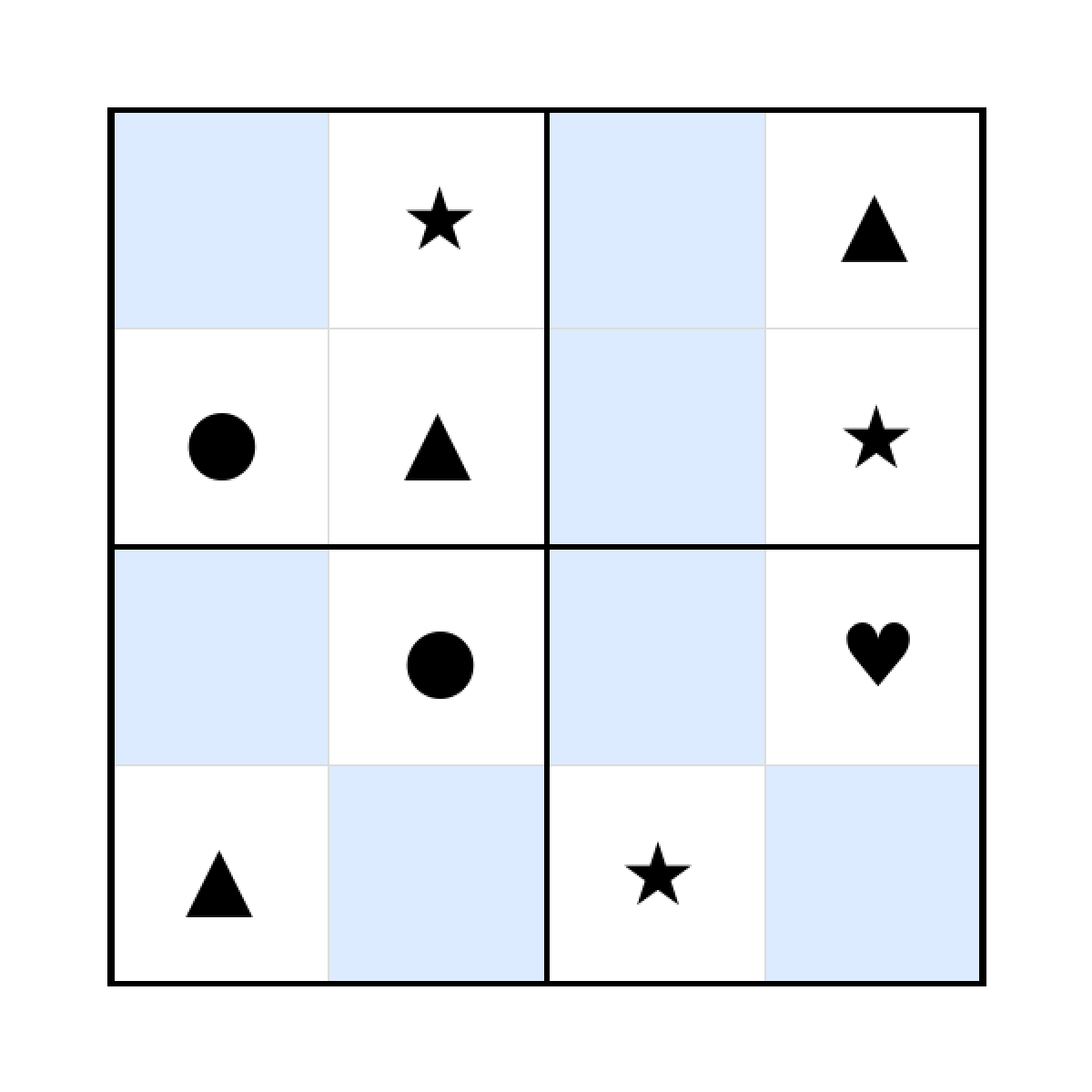 Sudoku-Rätsel Sudoku 4x4 (schwer) für Kleinkinder aus der Kategorie Sudoku - kostenlos ausdrucken