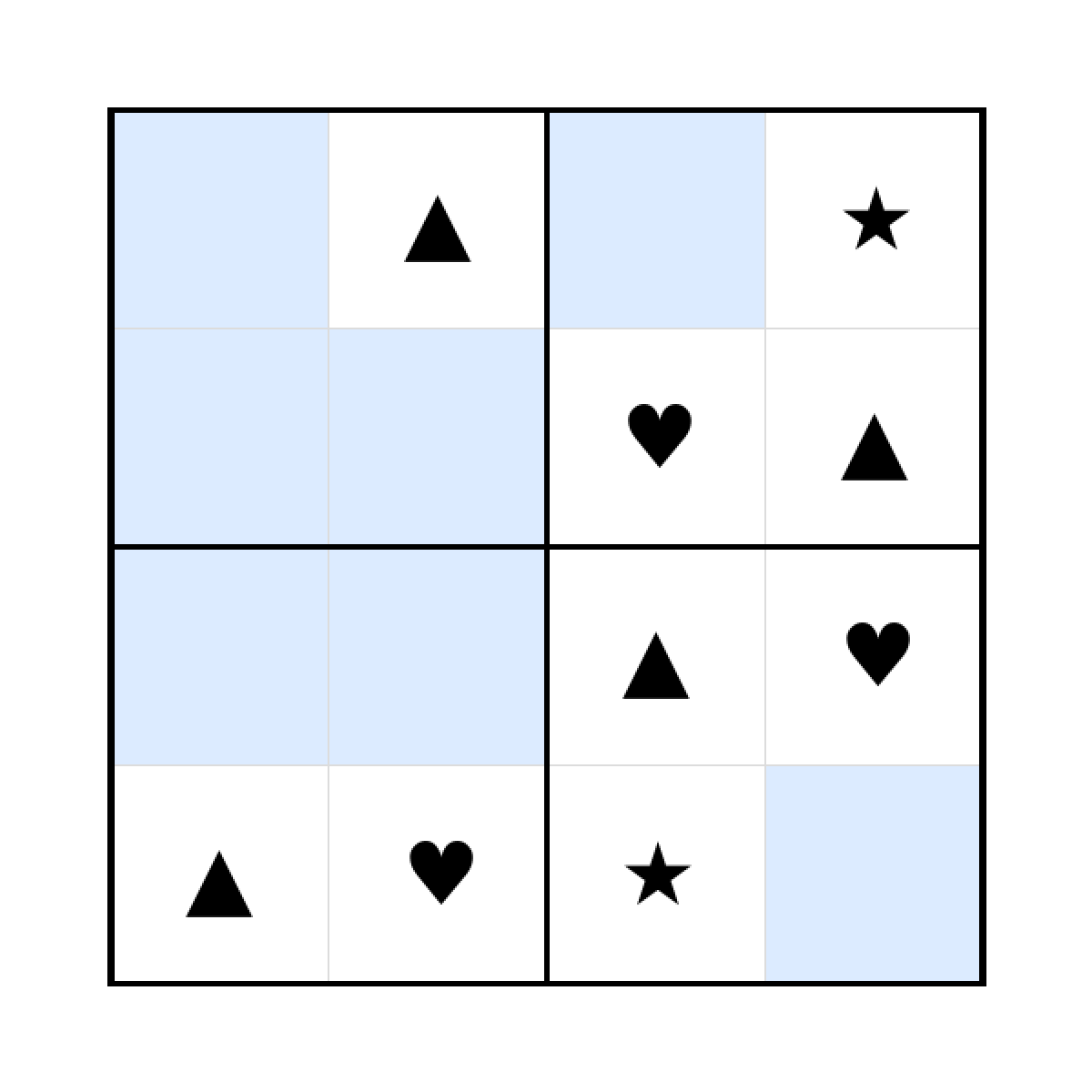 Sudoku-Rätsel Sudoku 4x4 (schwer) für Kleinkinder aus der Kategorie Sudoku - kostenlos ausdrucken