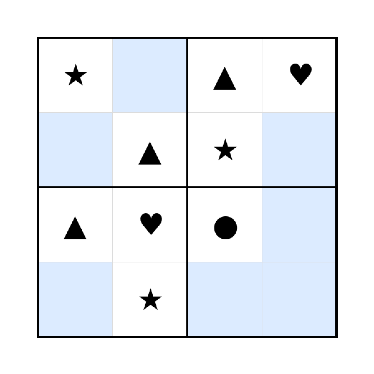 Sudoku-Rätsel Sudoku 4x4 (schwer) für Kleinkinder aus der Kategorie Sudoku - kostenlos ausdrucken