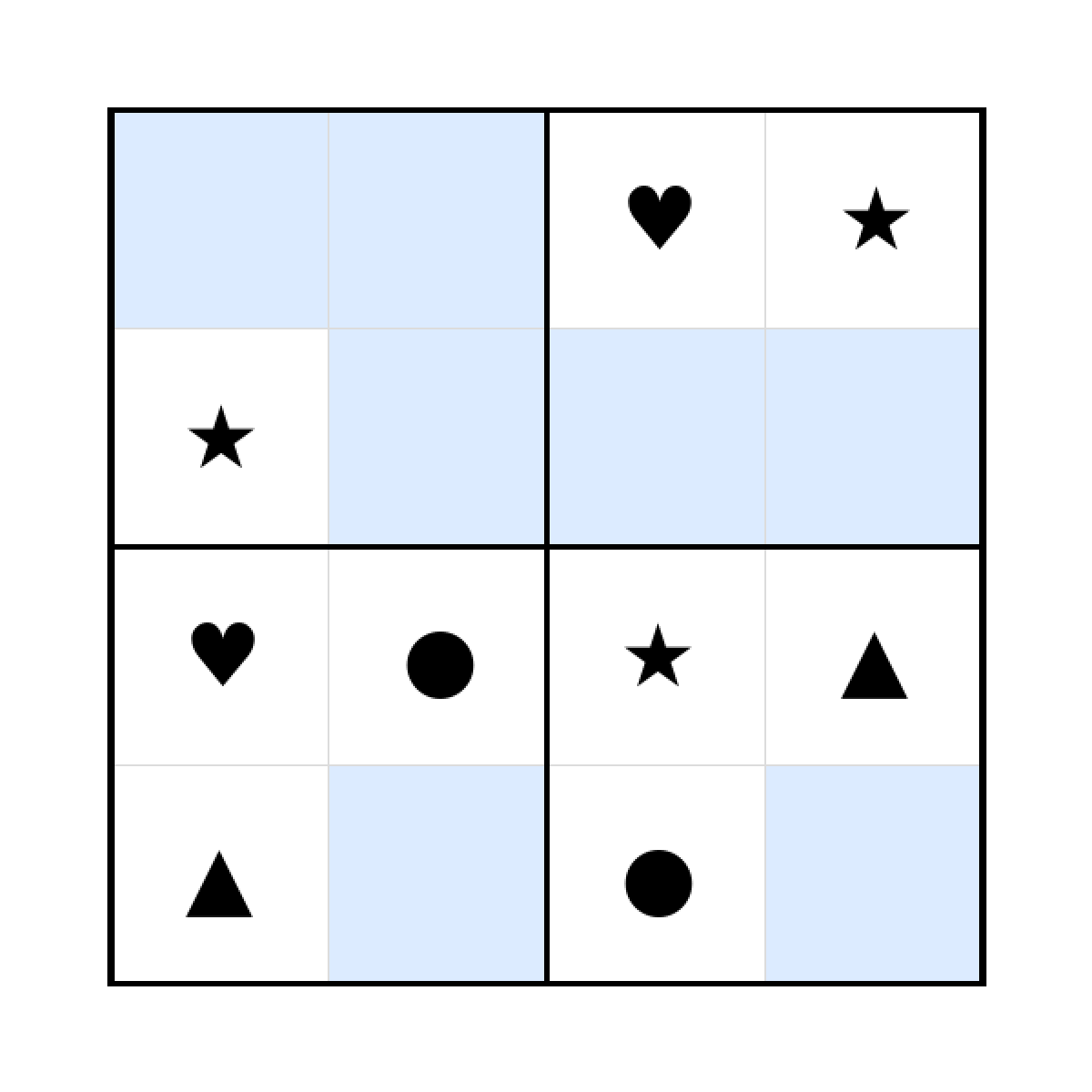 Sudoku-Rätsel Sudoku 4x4 (schwer) für Kleinkinder aus der Kategorie Sudoku - kostenlos ausdrucken