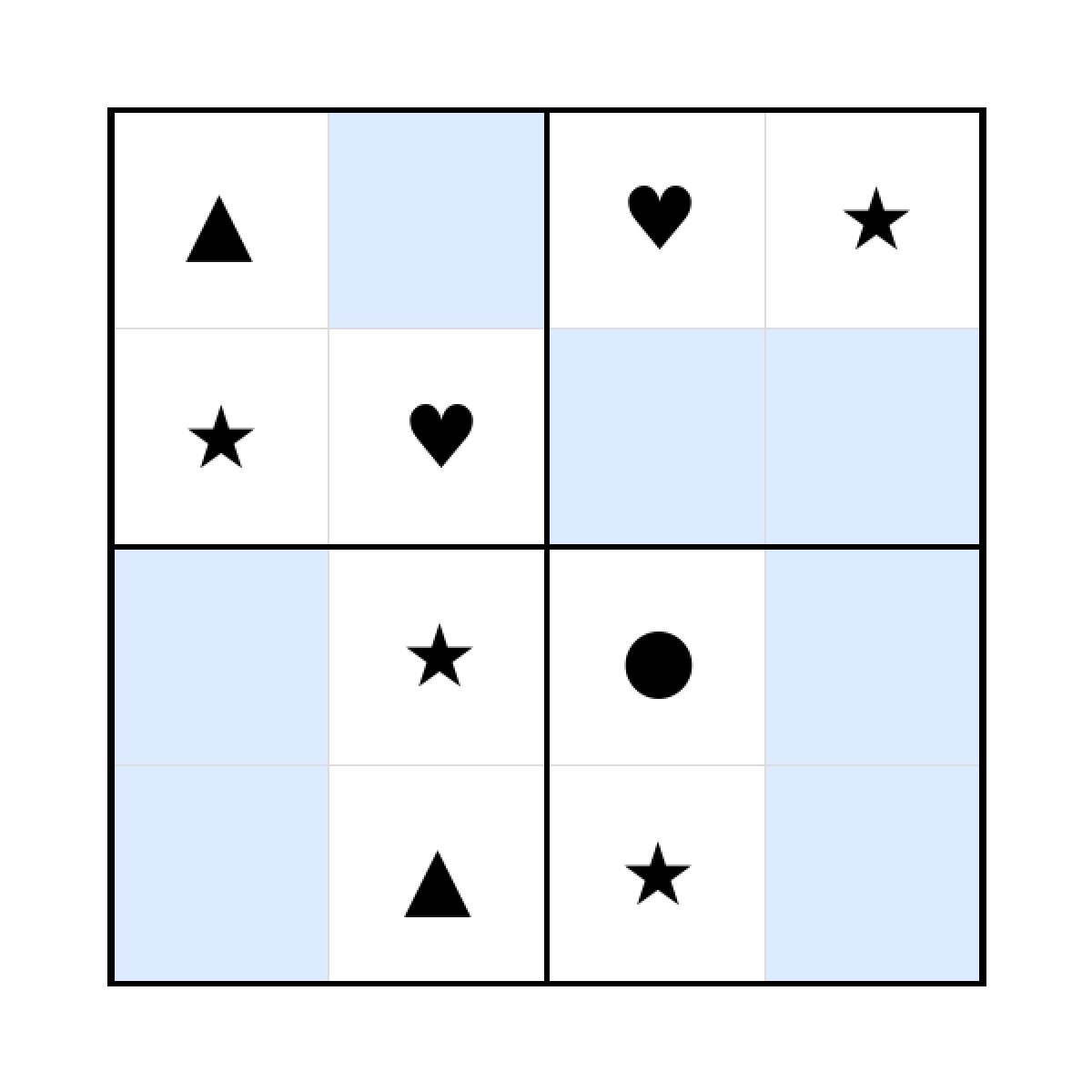 Sudoku-Rätsel Sudoku 4x4 (schwer) für Kleinkinder aus der Kategorie Sudoku - kostenlos ausdrucken